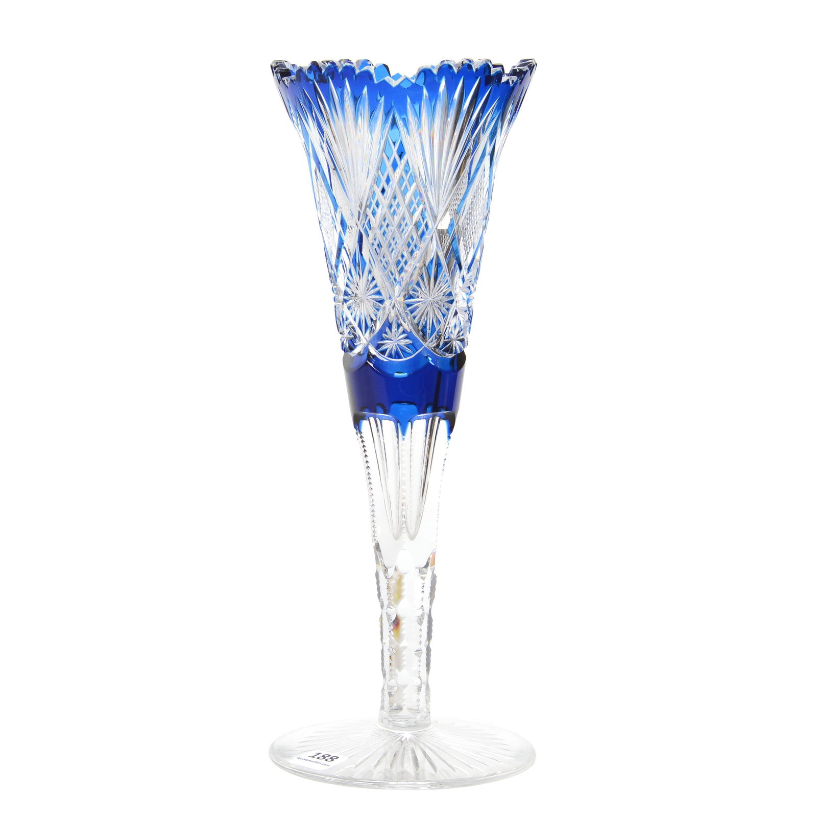 Trumpet Vase, BPCG, Cobalt Blue To Clear: Trumpet Vase, BPCG, Cobalt Blue To Clear, 12", Val St. Lambert, Design #2900/17, Circa 1908, Private Collection
