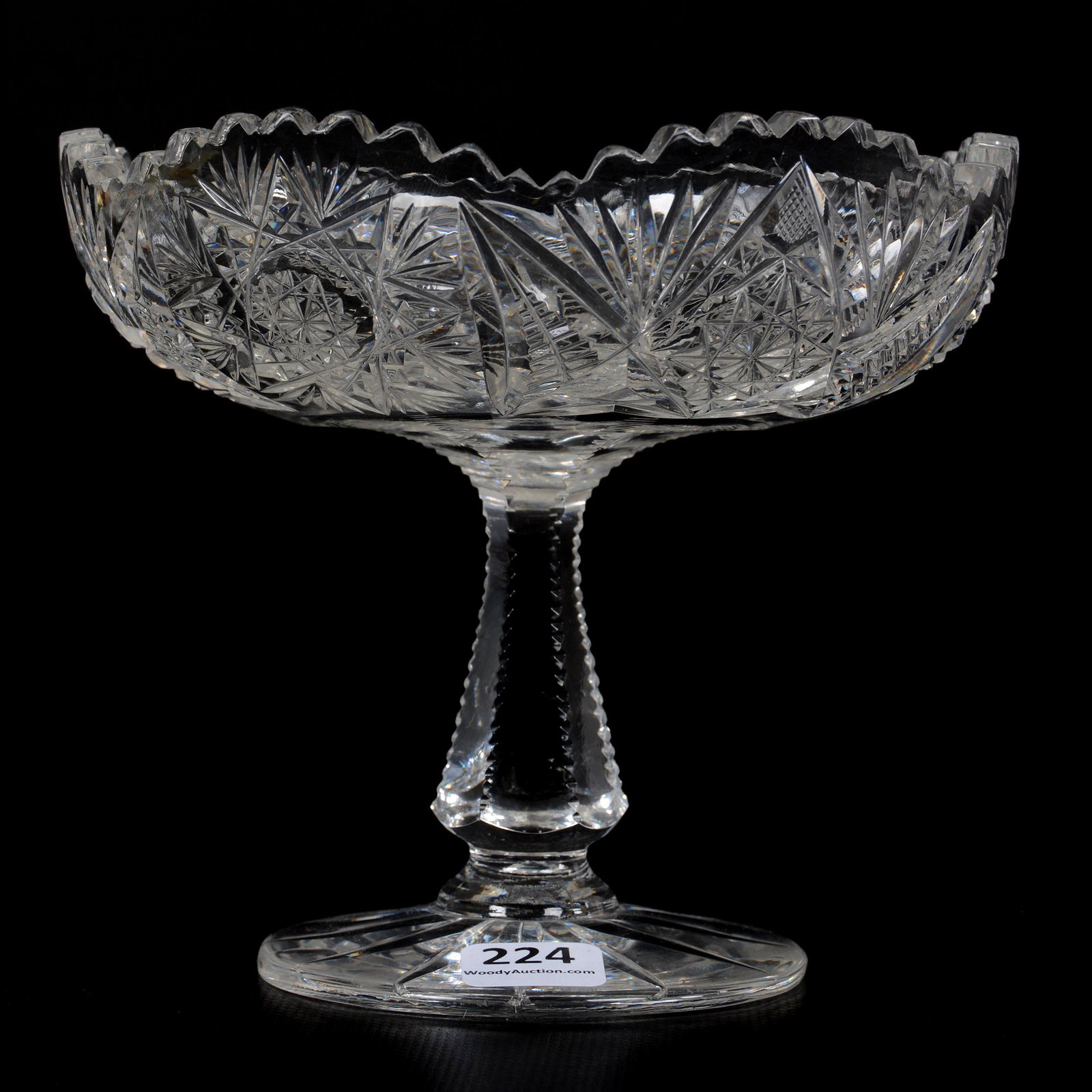Compote, ABCG: Compote, ABCG, 5.25" X 6", Hobstar, Flashed Hobstar, Zipper And Fan Motif, Solid Notched Stem, Ray Cut Foot, Some Small Point Nicks, Private Collection