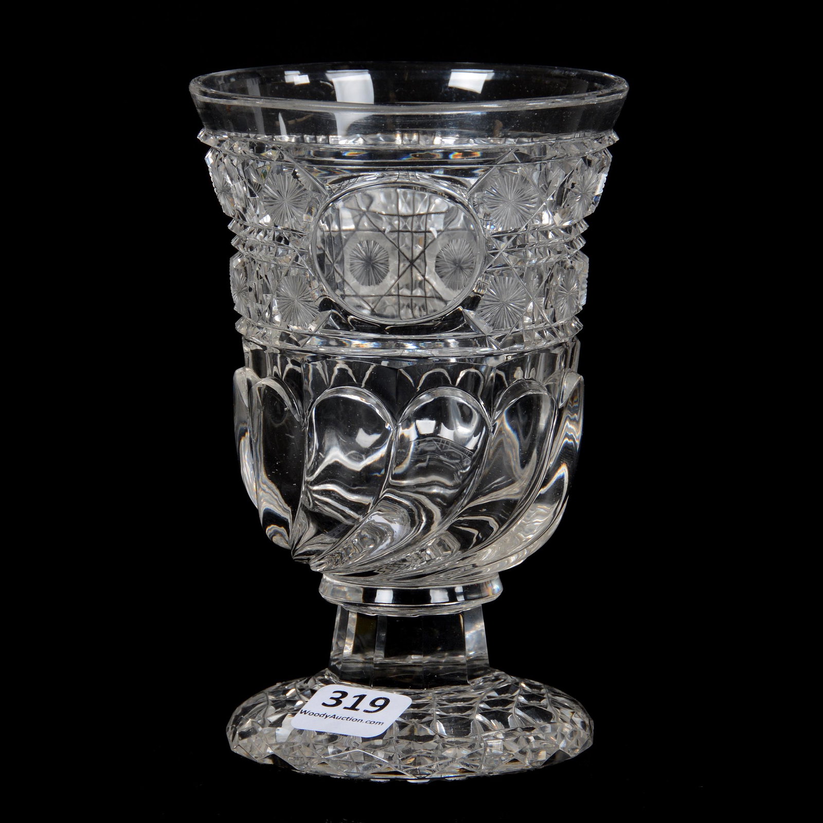 Goblet, BPCG: Goblet, BPCG, 5.75" X 3.5", Star Button And Triple Miter With Clear Tusks, Nailhead Cut Foot, Clear Oval Ready To Receive Monogram, West Coast Collection