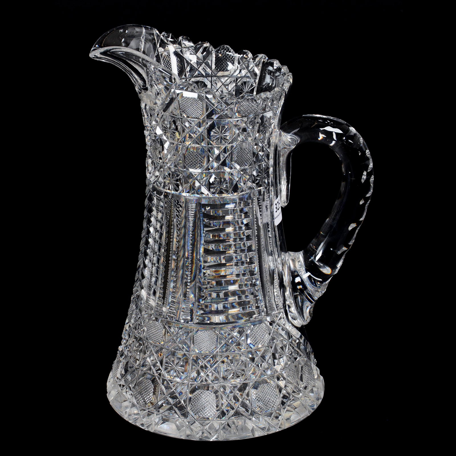 Pitcher, ABCG: Pitcher, ABCG, 10.75", Harvard Pattern With Step Cut And Prism Center Body Section, Double Notched Handle, Ray Cut Base, Bernard F. Jamison Collection