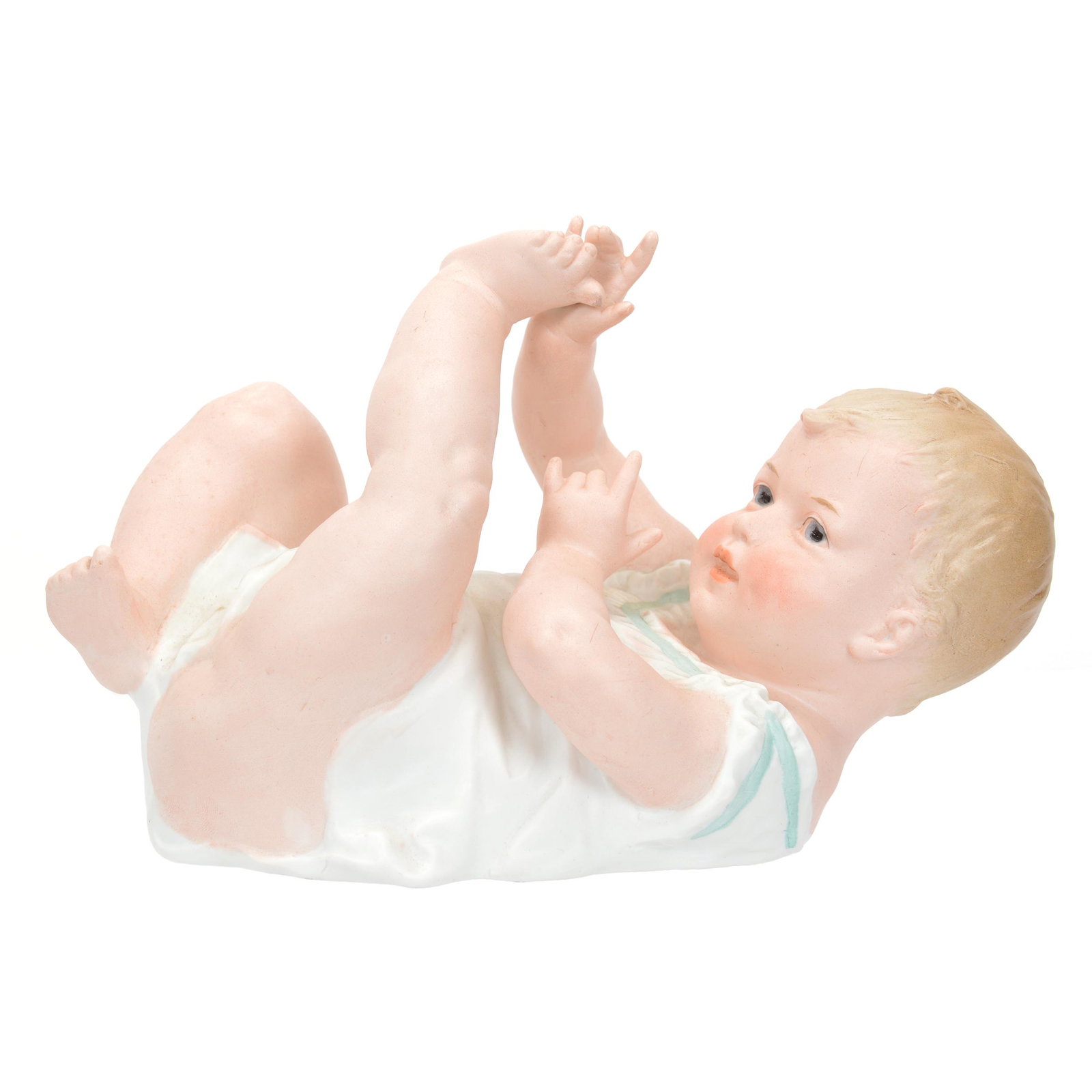 Heubach Bisque Piano Baby: Heubach Bisque Piano Baby, 5.25" X 8.5", Child Playing With Toes, Robert Markham Collection