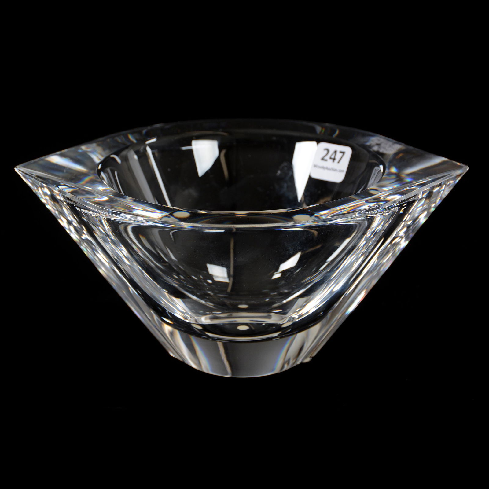 Bowl Marked Orrefors, Clear Crystal: Bowl Marked Orrefors, Clear Crystal, 3.75" X 8", Oval "Eye" Shape, Robert Markham Collection