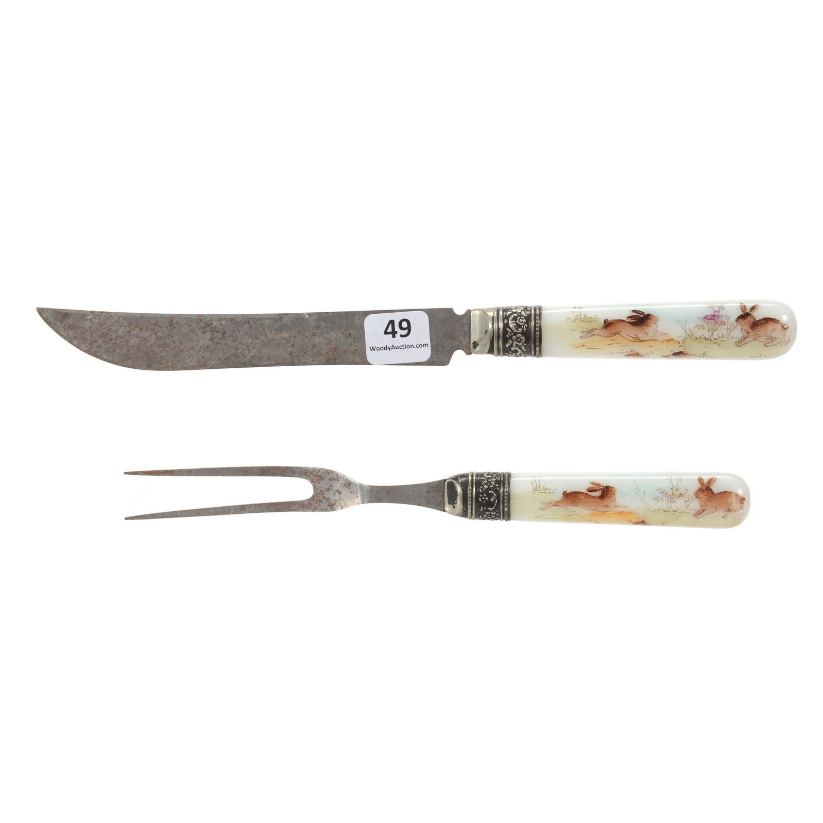 Knife & Fork Set, Unmarked Wave Crest Handles (1 of 3)