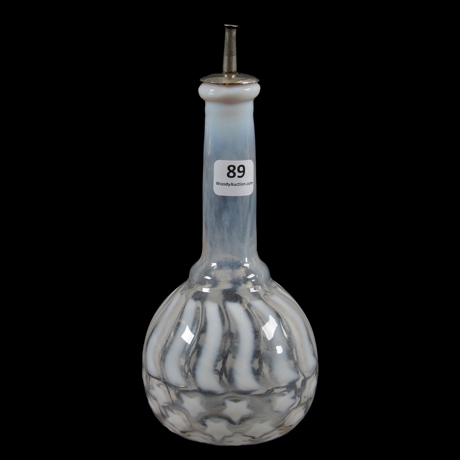 Barber Bottle, White Opalescent Stars & Stripes (1 of 3)