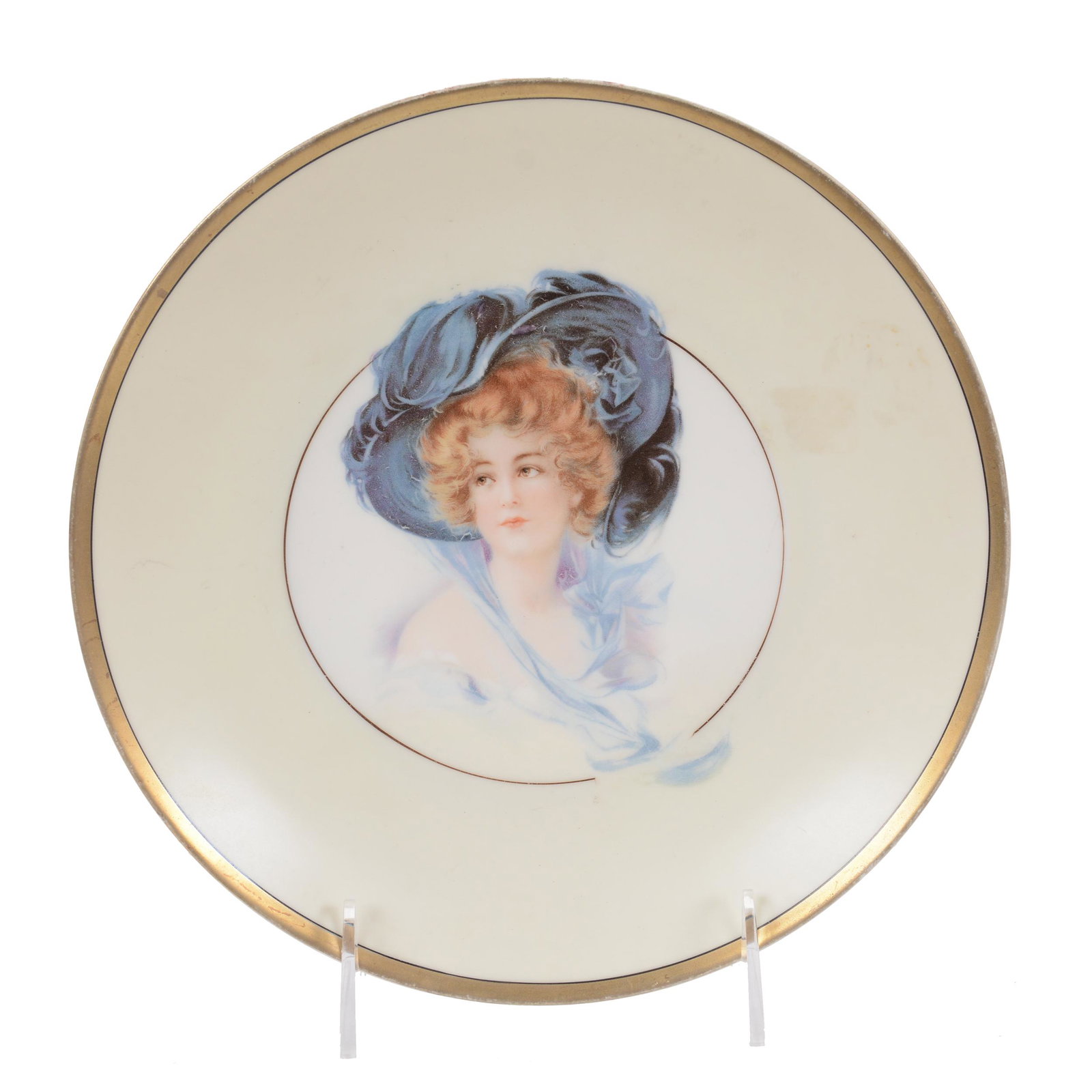Plate, Early Prussia Mark, Gibson Girl Portrait: Plate, Early Prussia Mark, Gibson Girl Portrait, 8.5", Early Winged Griffin Mark, Eastern United States