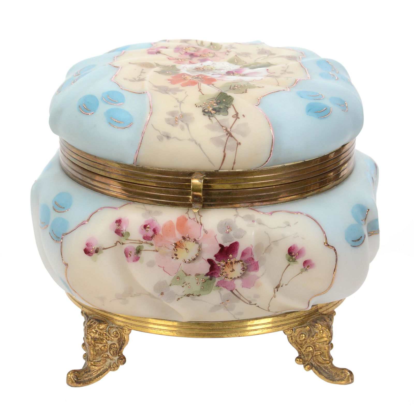 Dresser Box, Unmarked Wave Crest Art Glass (1 of 4)