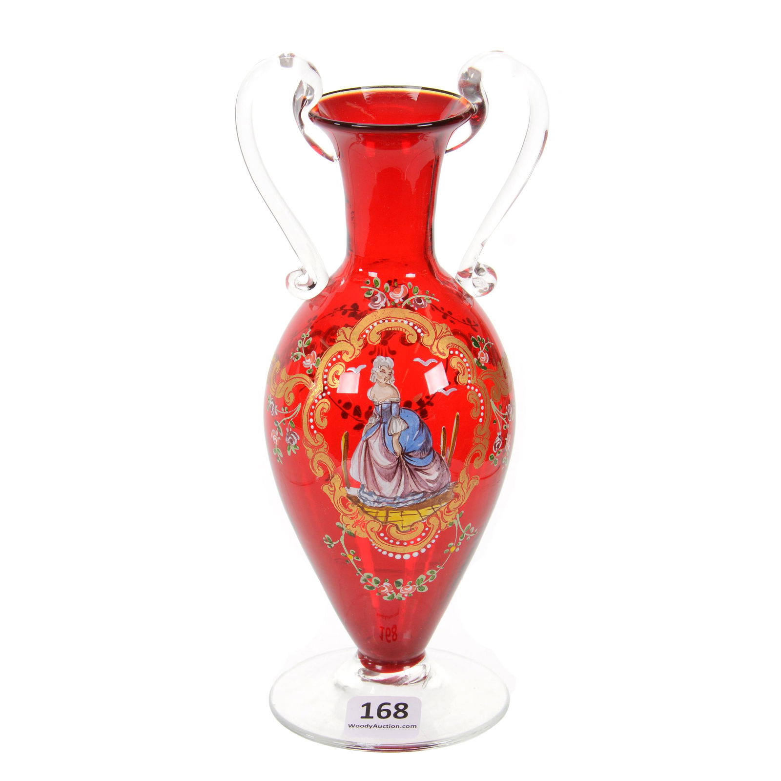 Pedestal Vase, Bright Pigeonblood Art Glass (1 of 3)