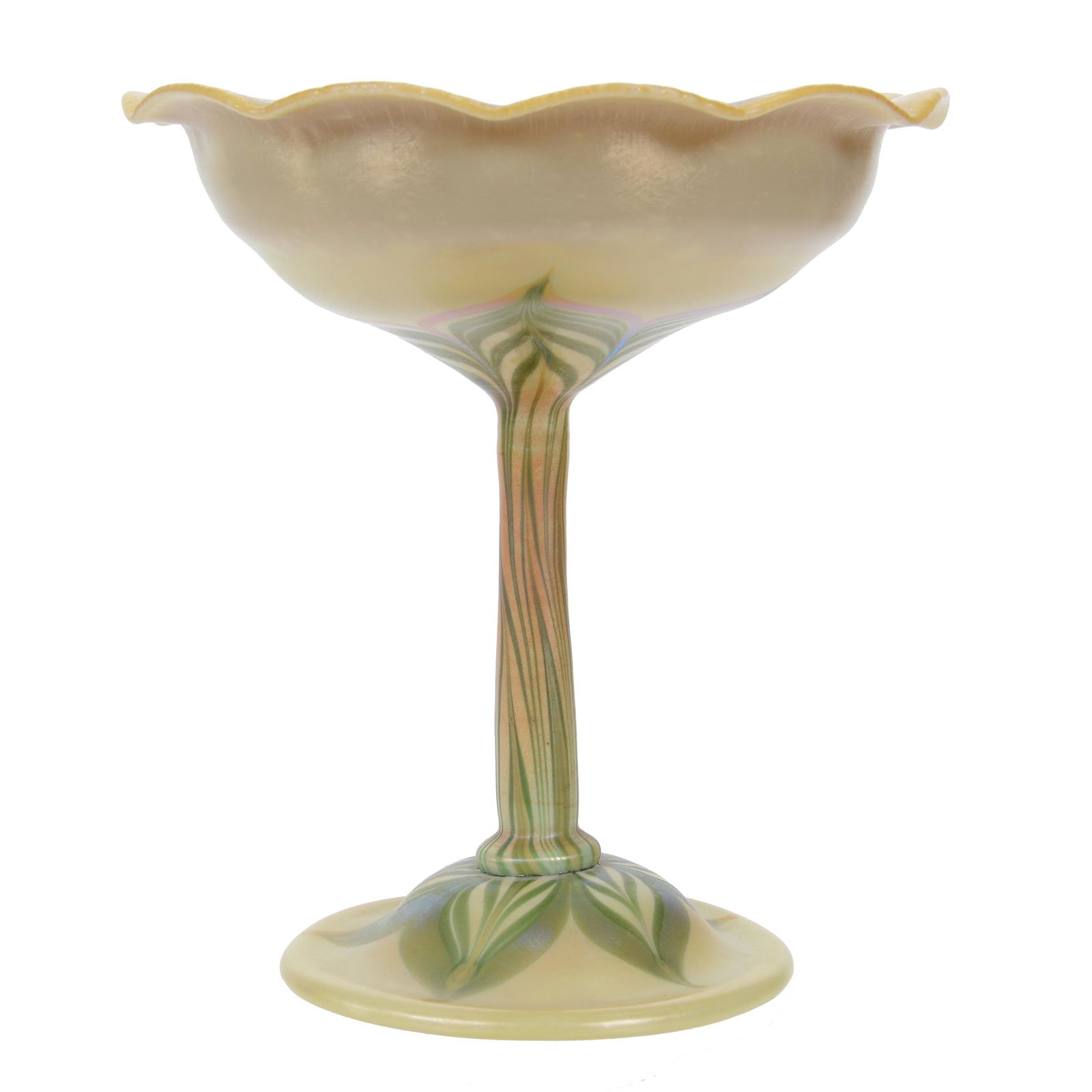 Compote, Unmarked Quezal Art Glass (1 of 3)