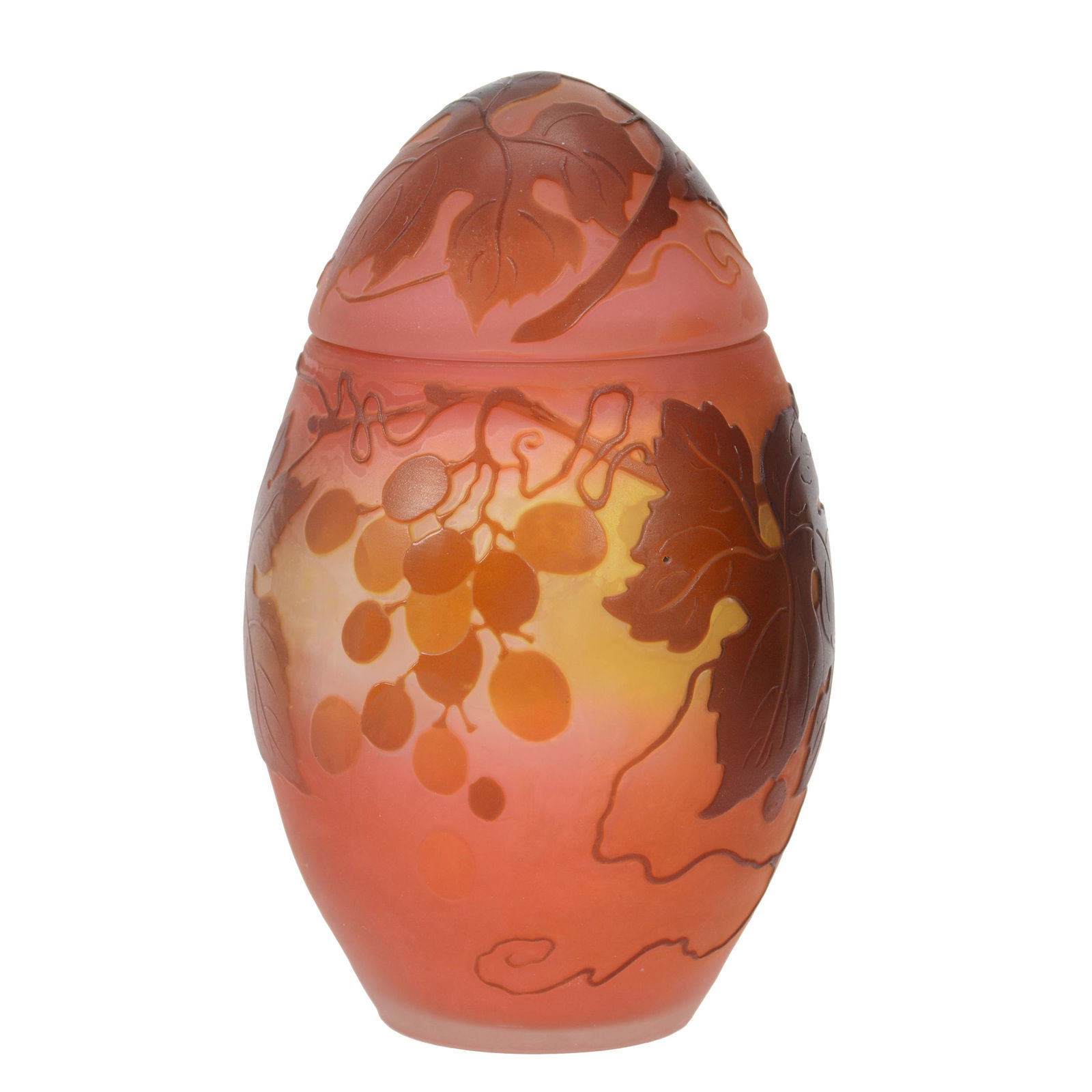 Covered Box, Egg Form, Signed Galle French Cameo (1 of 4)