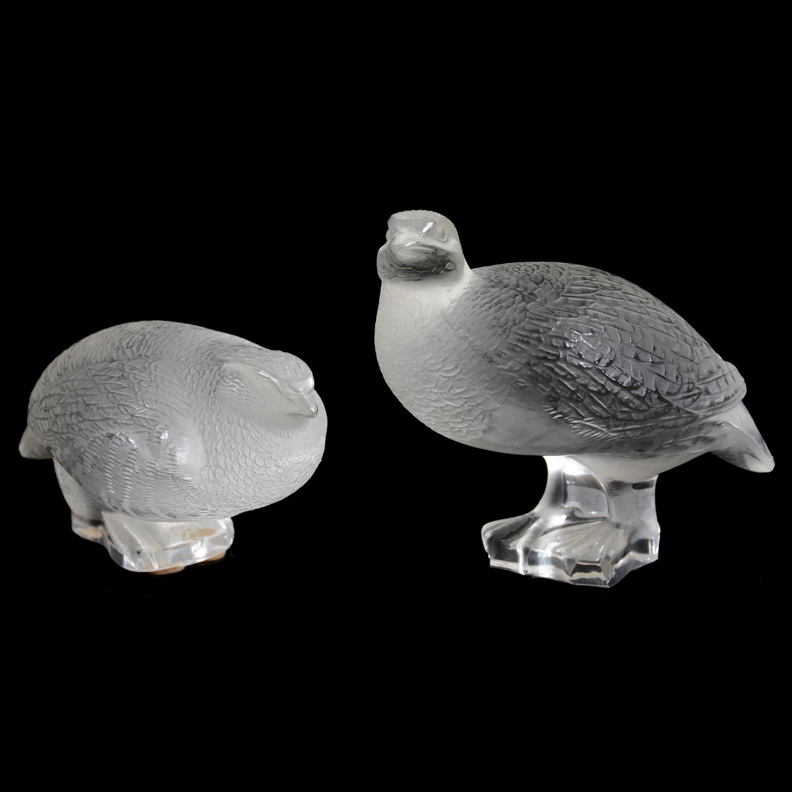 (2) Perdrix Quail Figurines Signed Lalique France (1 of 5)