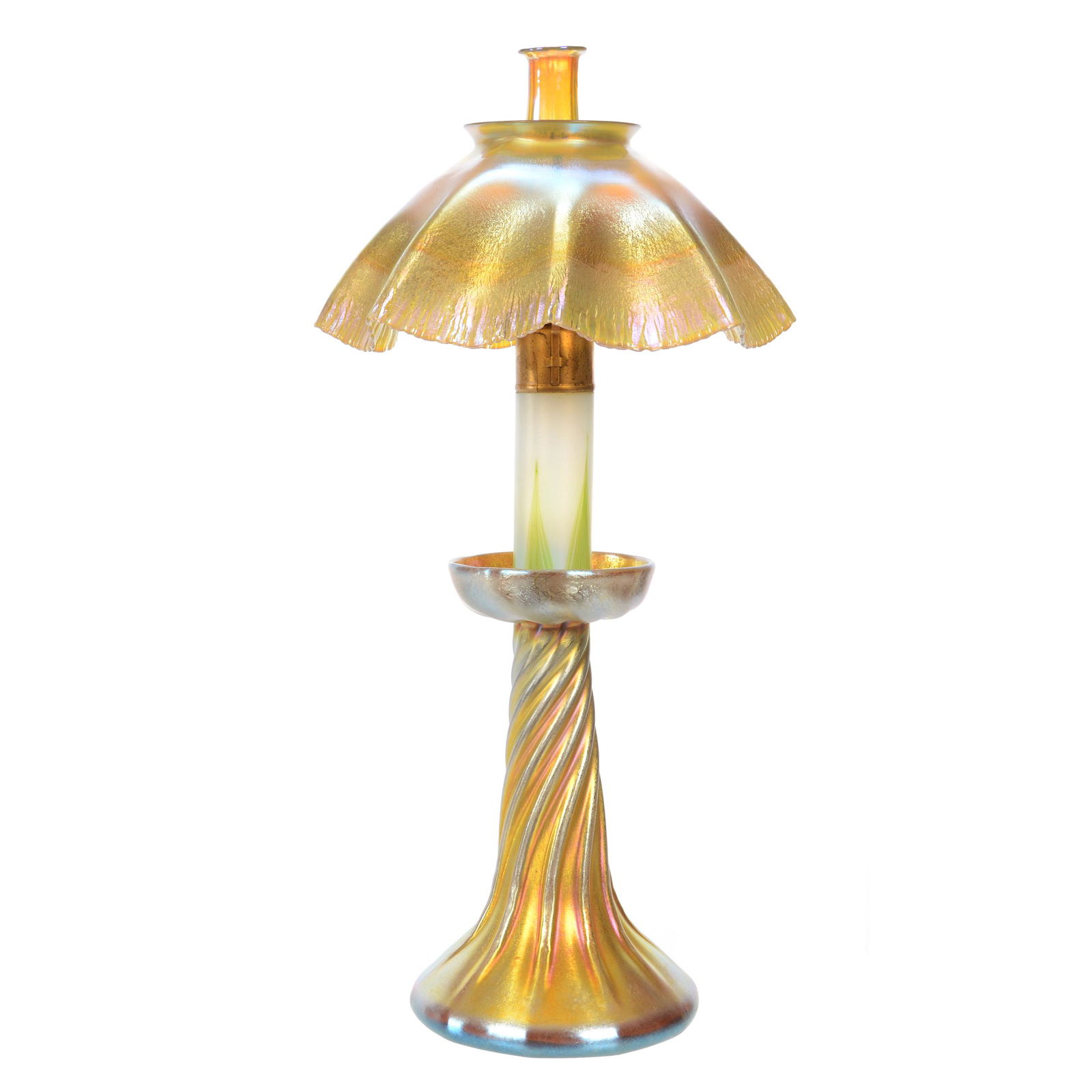 Candle Lamp Signed LCT (Tiffany) Art Glass (1 of 4)