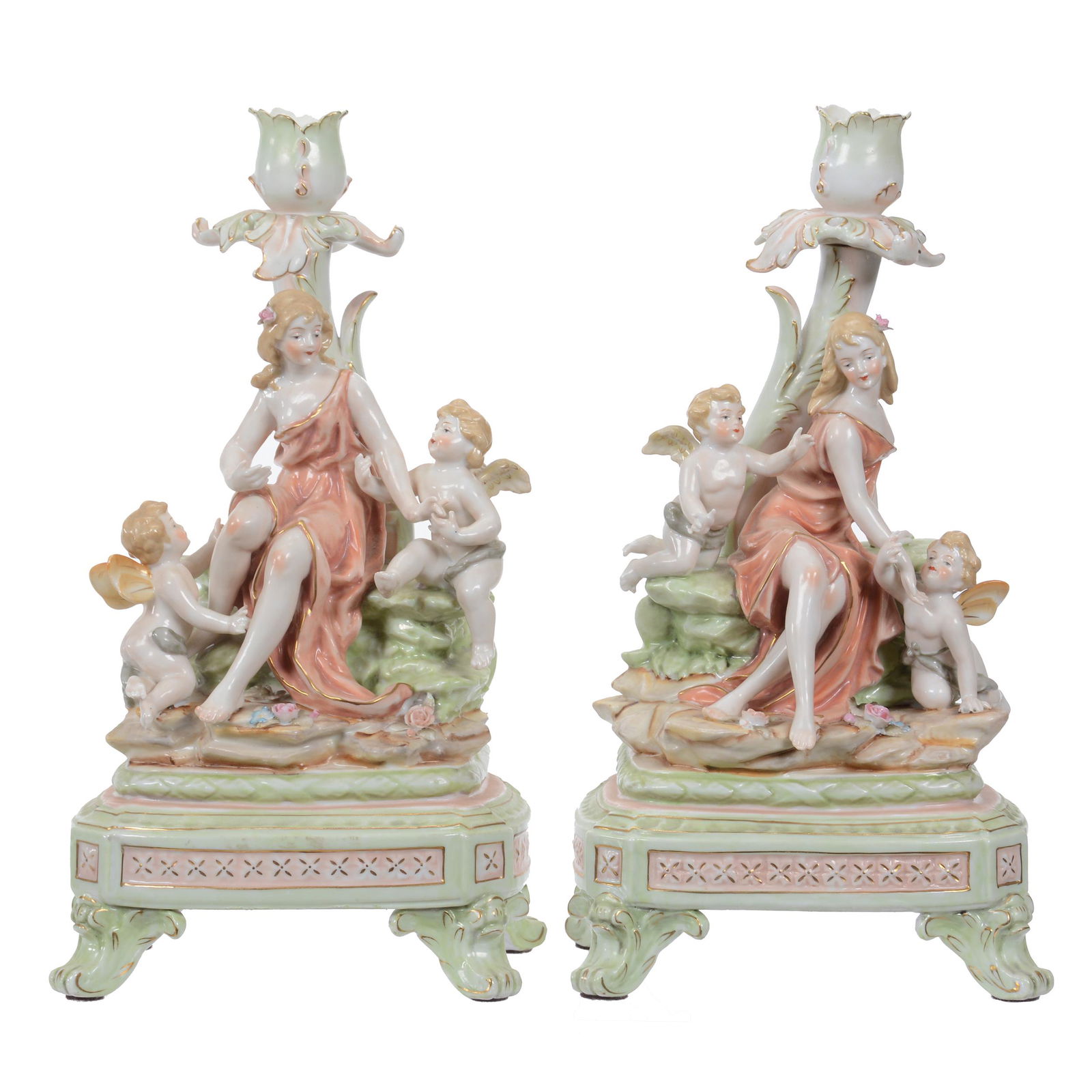Pair Figural Japanese Porcelain Candlesticks, Modern (1 of 3)