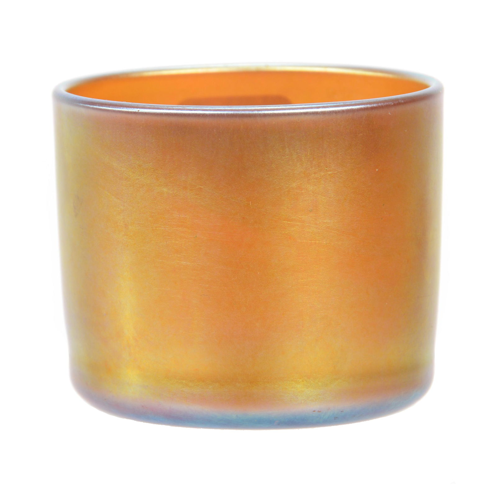 Vase, Unmarked Steuben Aurene Art Glass: Vase, Unmarked Steuben Aurene Art Glass, 2.25" X 2.5", Gold Iridescence, Nice Color, Bernard F. Jamison Estate