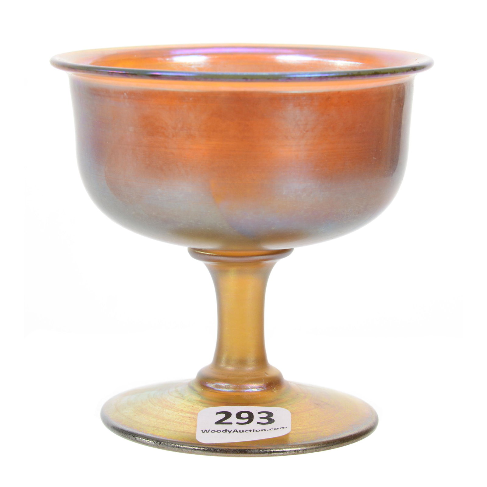 Sherbet Signed "LCT Favrile" Art Glass: Sherbet Signed "LCT Favrile" Art Glass, 3.5" X 3.625", Gold Iridescence, Bernard F. Jamison Estate