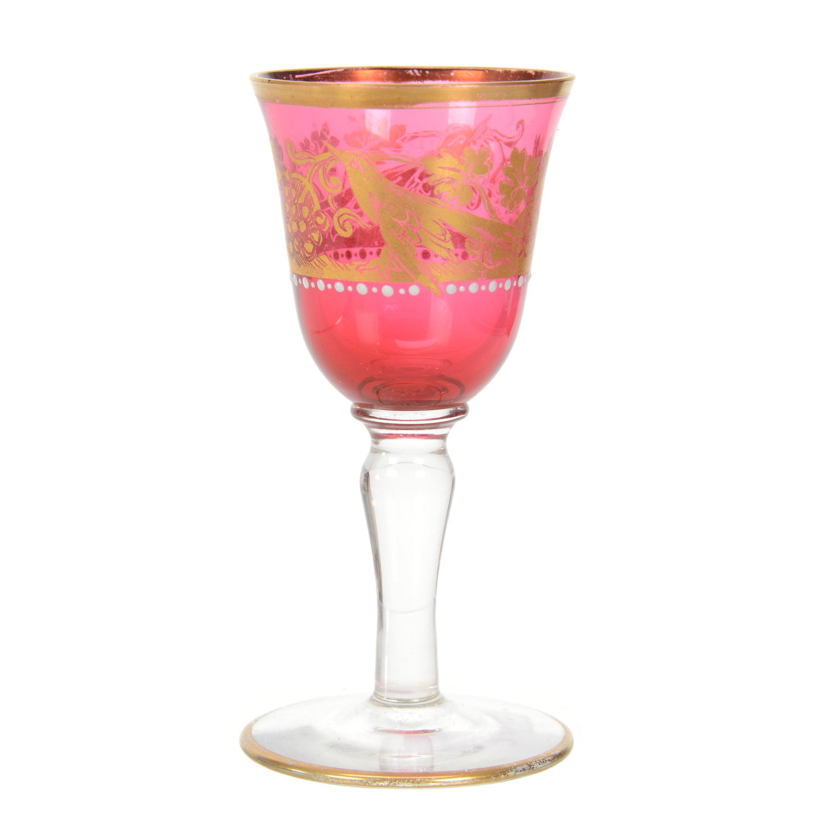 Cordial Stem, Cranberry Art Glass (1 of 3)