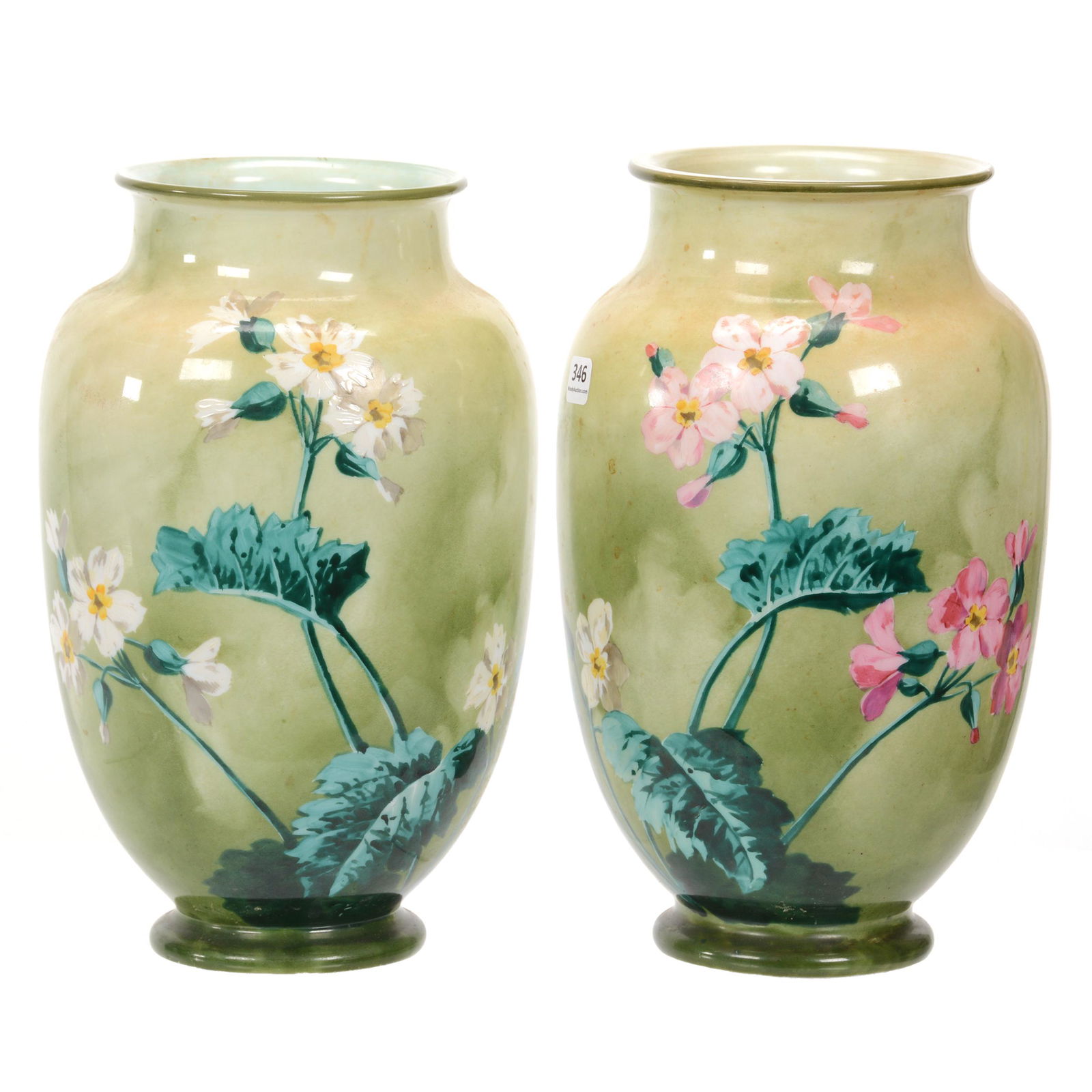 Pair Vases, Unmarked Baccarat Opal Ware (1 of 3)