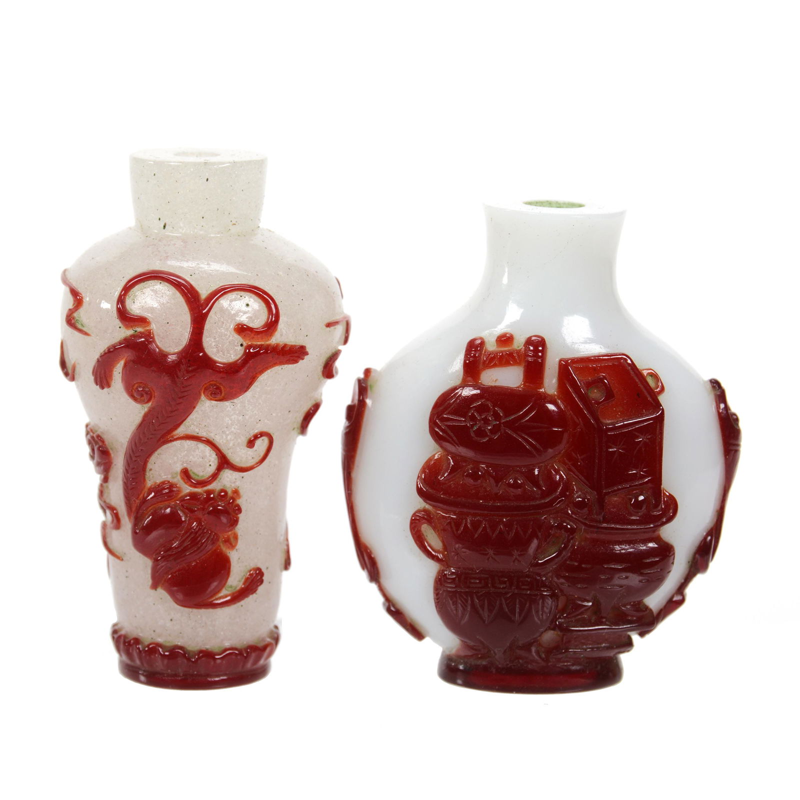 (2) Snuff Bottles, Cameo Carved (1 of 3)