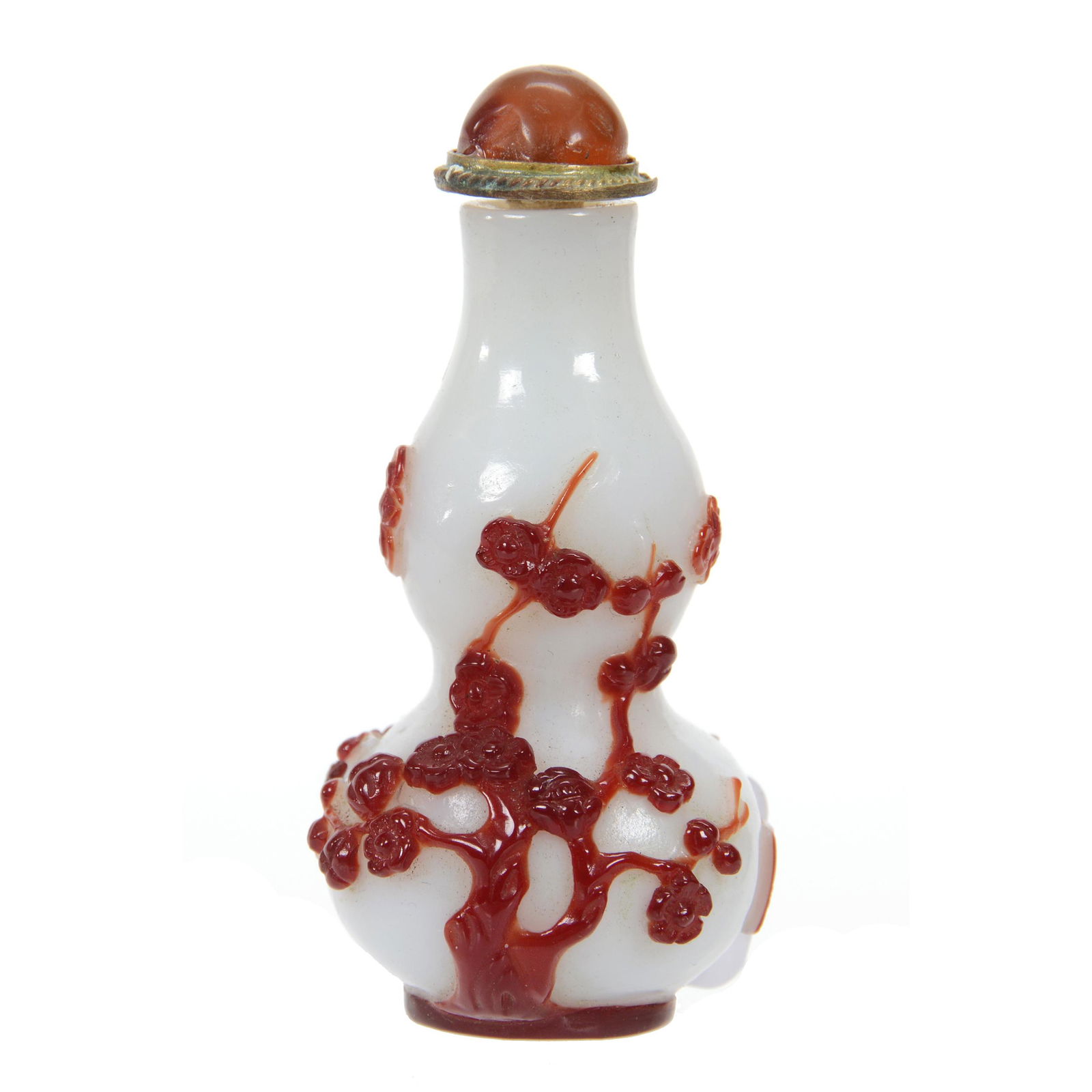 Snuff Bottle, Double Gourd Form, Cameo Carved (1 of 3)