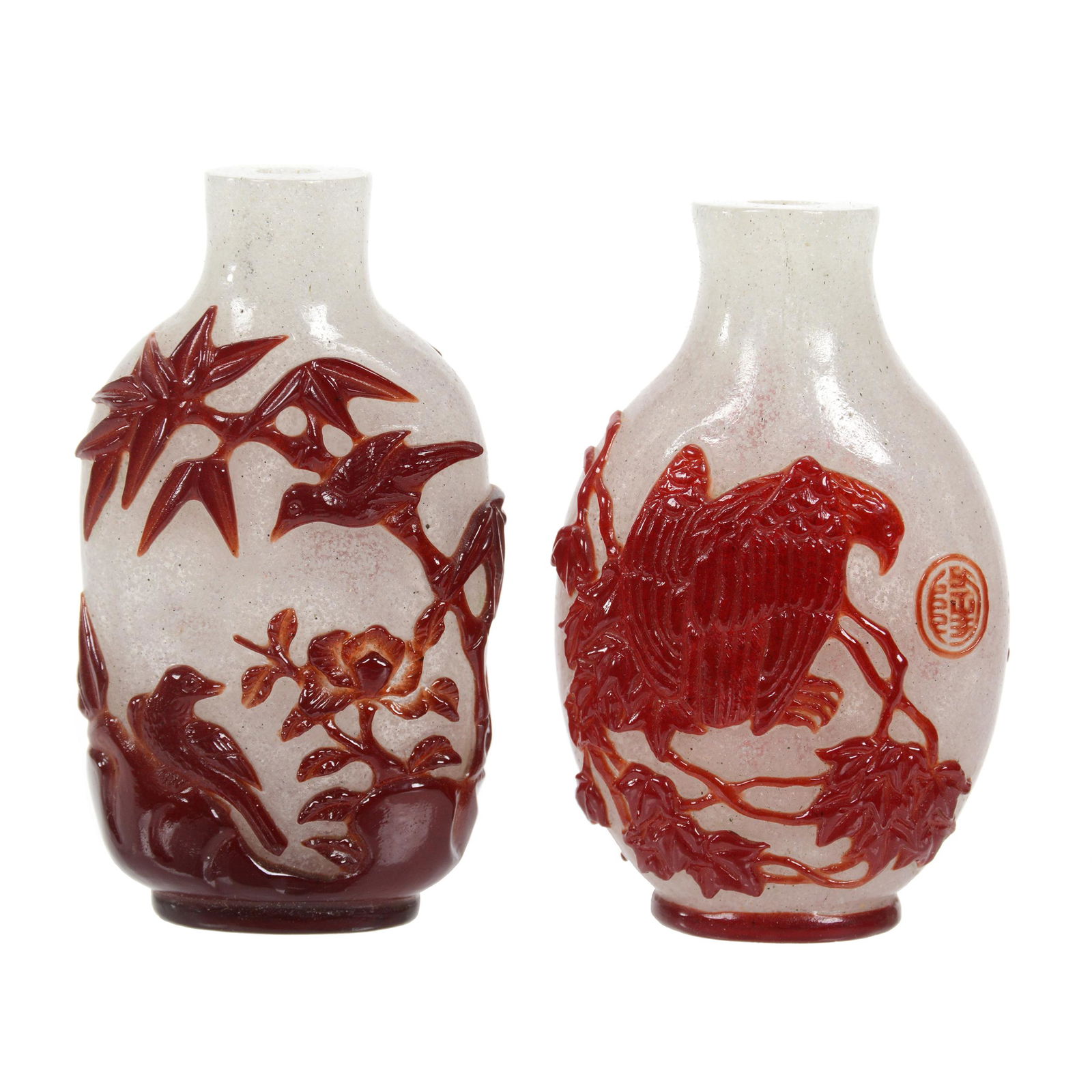 (2) Snuff Bottles, Cameo Carved (1 of 3)