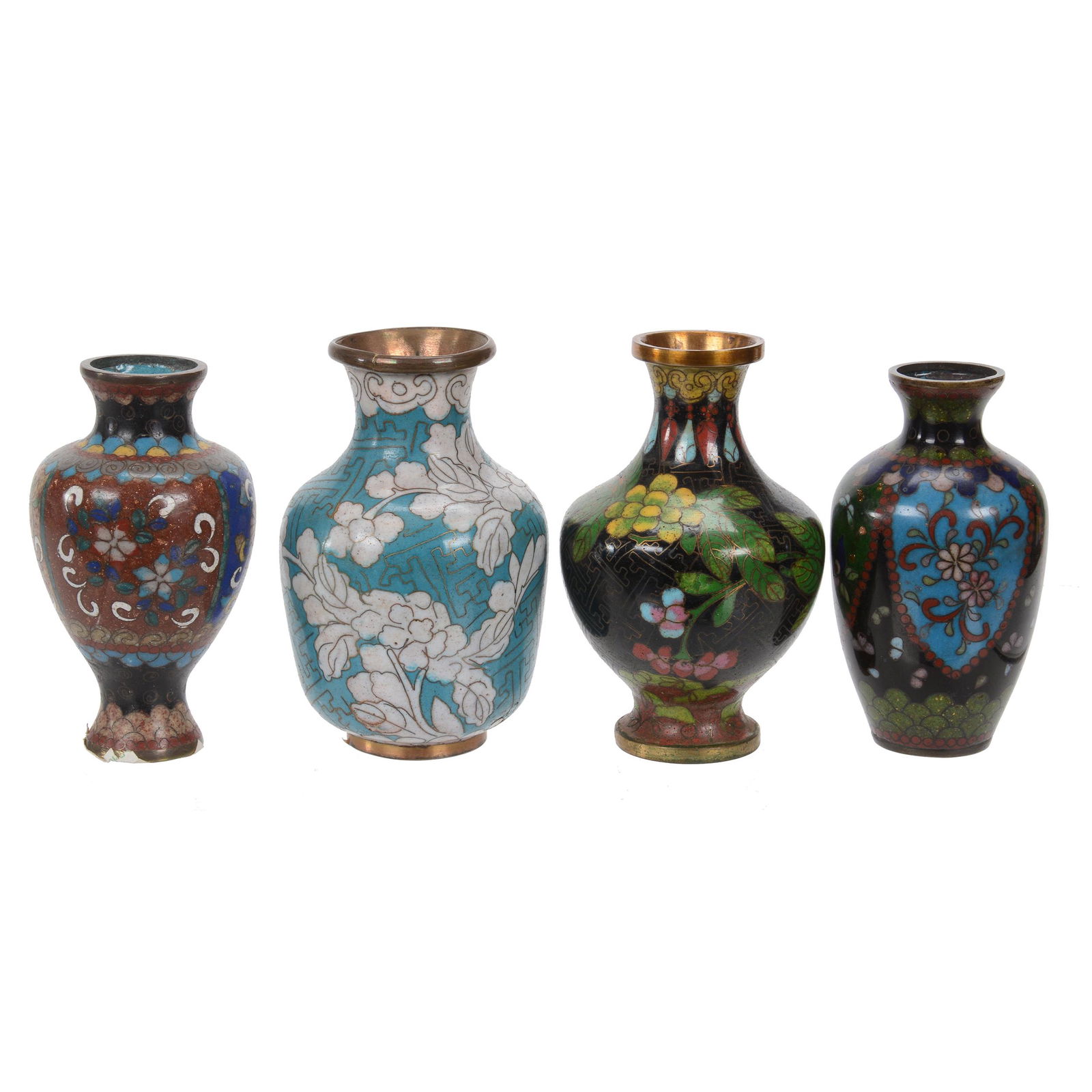 (4) Assorted Cloisonne Vases (1 of 3)