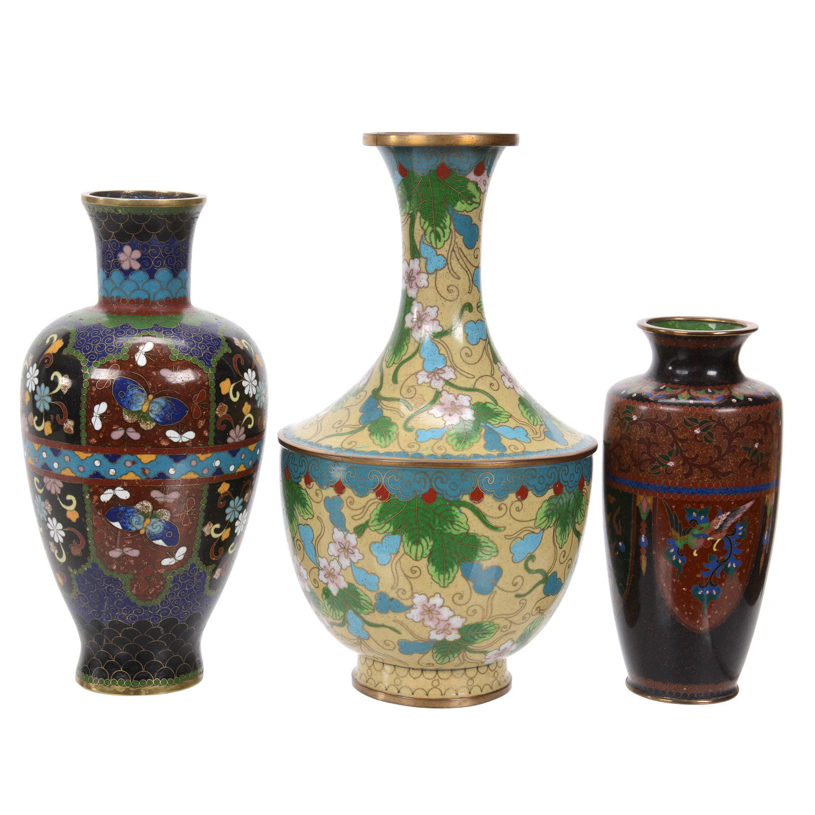 (3) Assorted Cloisonne Vases (1 of 4)