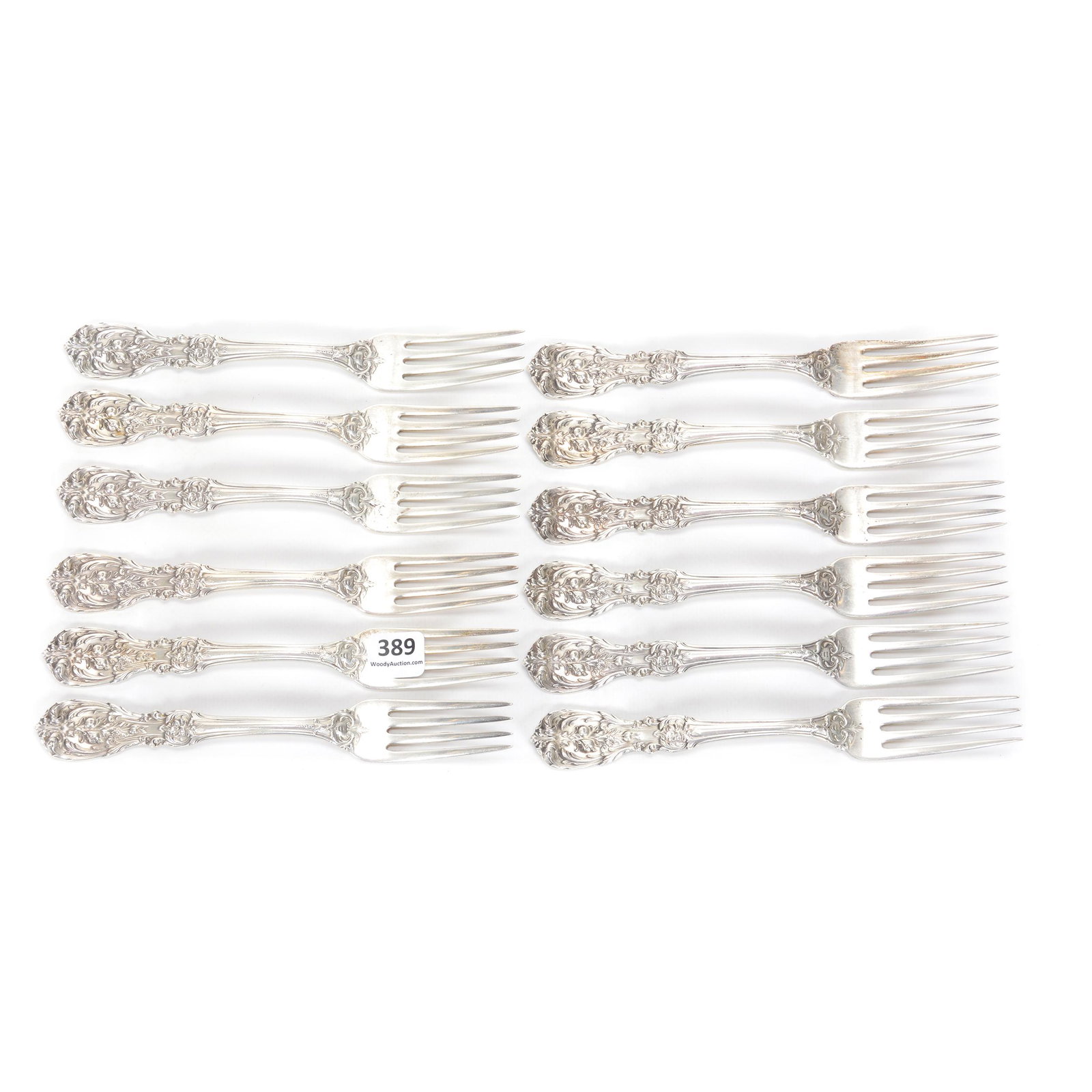 (12) Sterling Francis I Dinner Forks By Reed & Barton: (12) Sterling Francis I Dinner Forks By Reed And Barton, 7.25", 735 Grams Total Weight, No Monograms, Bernard F. Jamison Estate