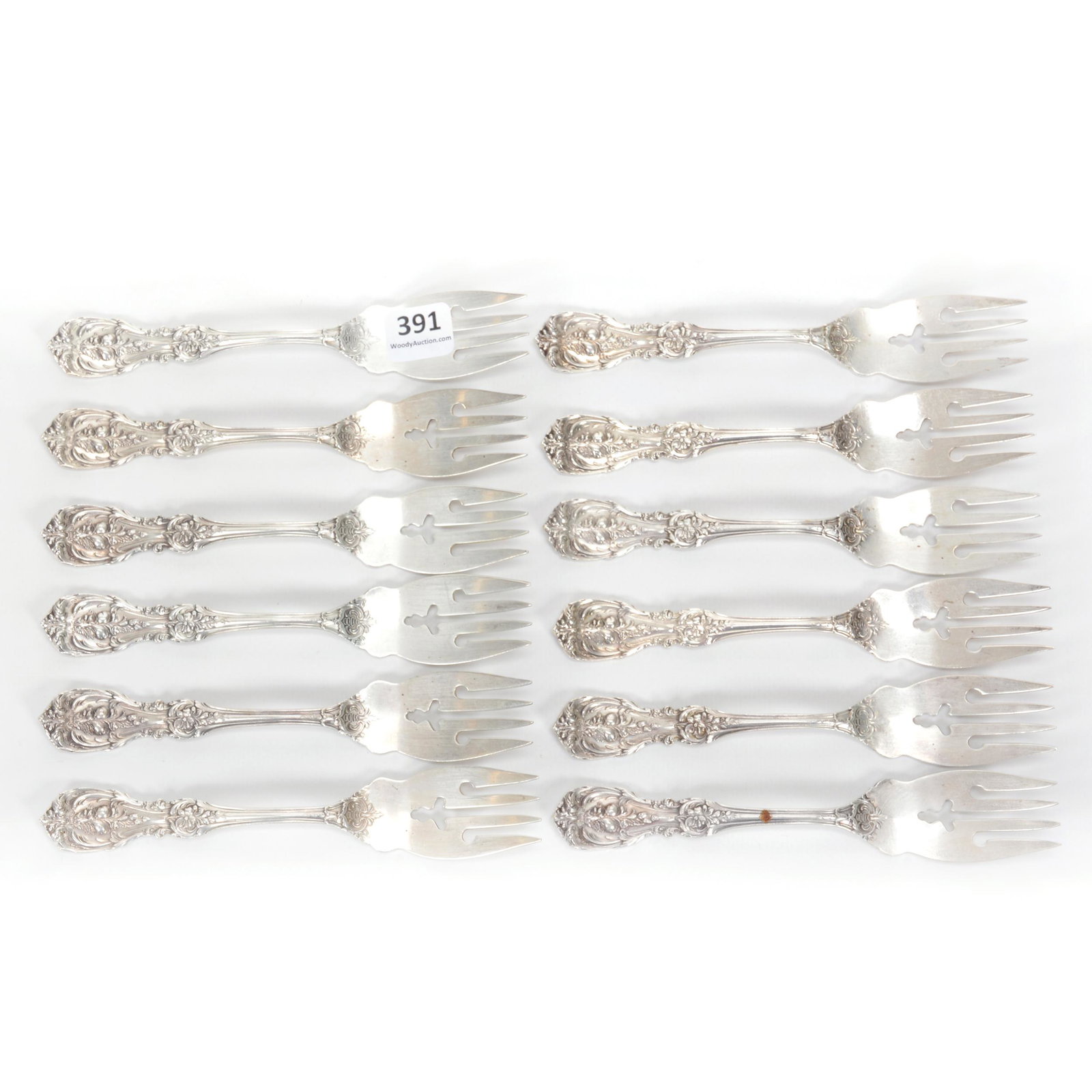 (12) Sterling Francis I Salad Forks By Reed & Barton: (12) Sterling Francis I Salad Forks By Reed And Barton, 6", 445 Grams Total Weight, No Monograms, Bernard F. Jamison Estate