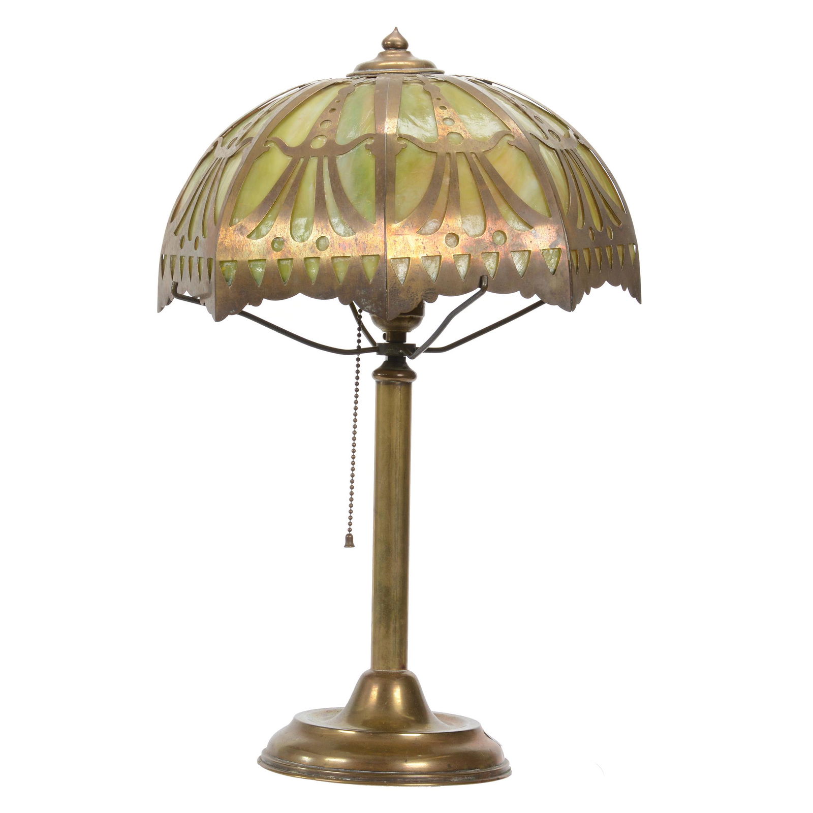 Table Lamp, Bent Panel Slag Glass Shade (1 of 3)