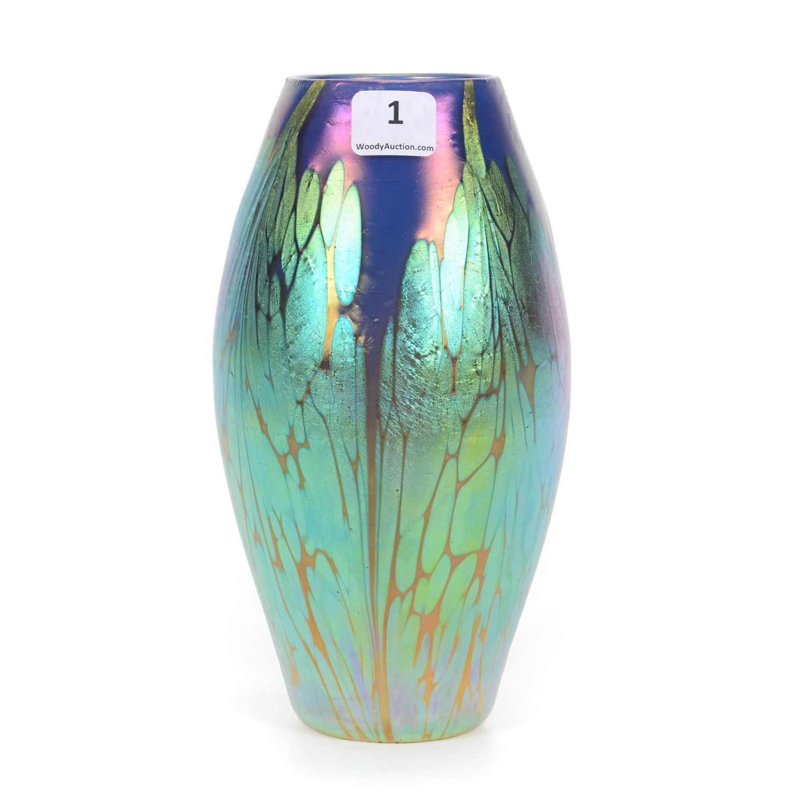 Vase, Unmarked Loetz Art Glass, Medici Blue Opal (1 of 3)