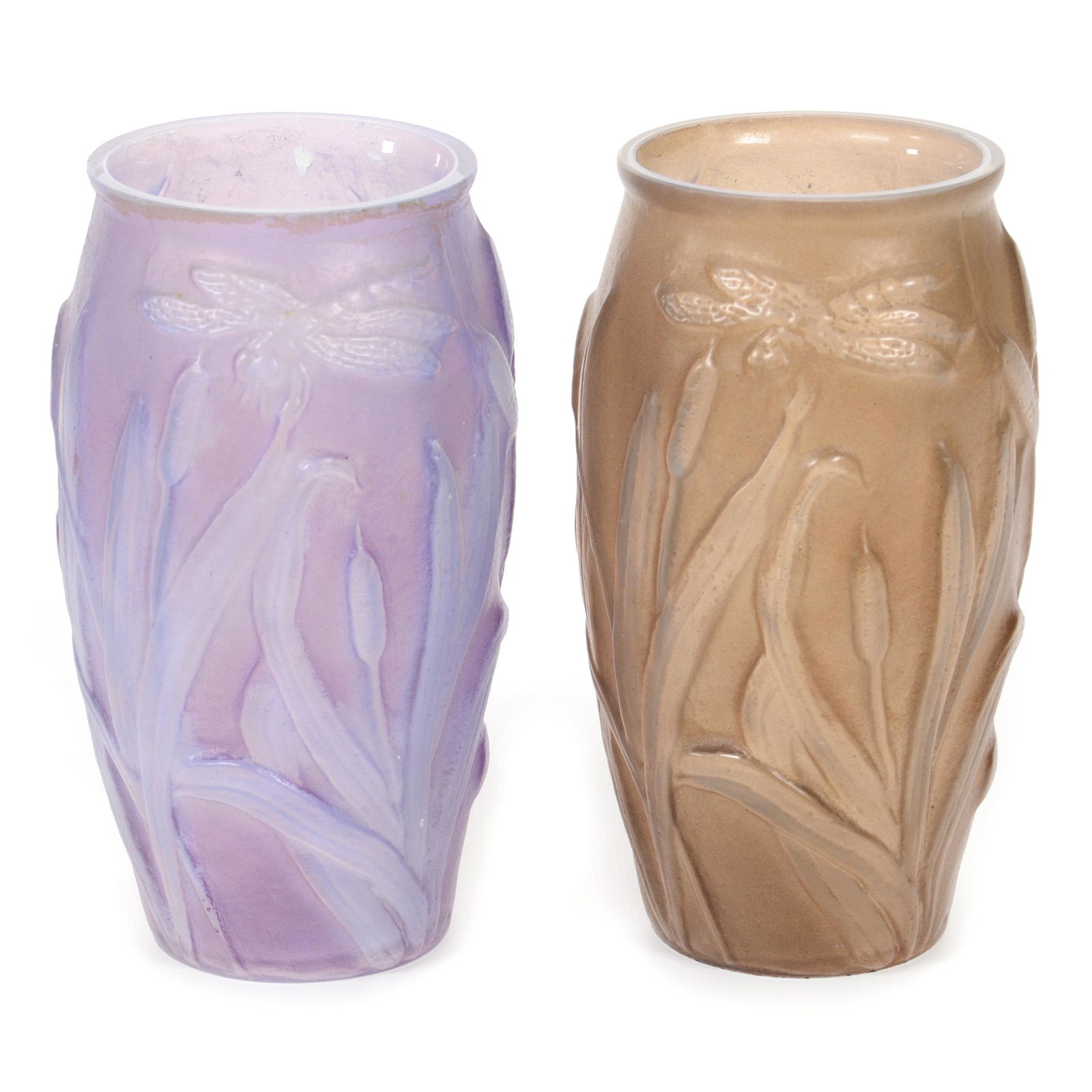 (2) Vases, Unmarked Phoenix/Consolidated Art Glass (1 of 3)