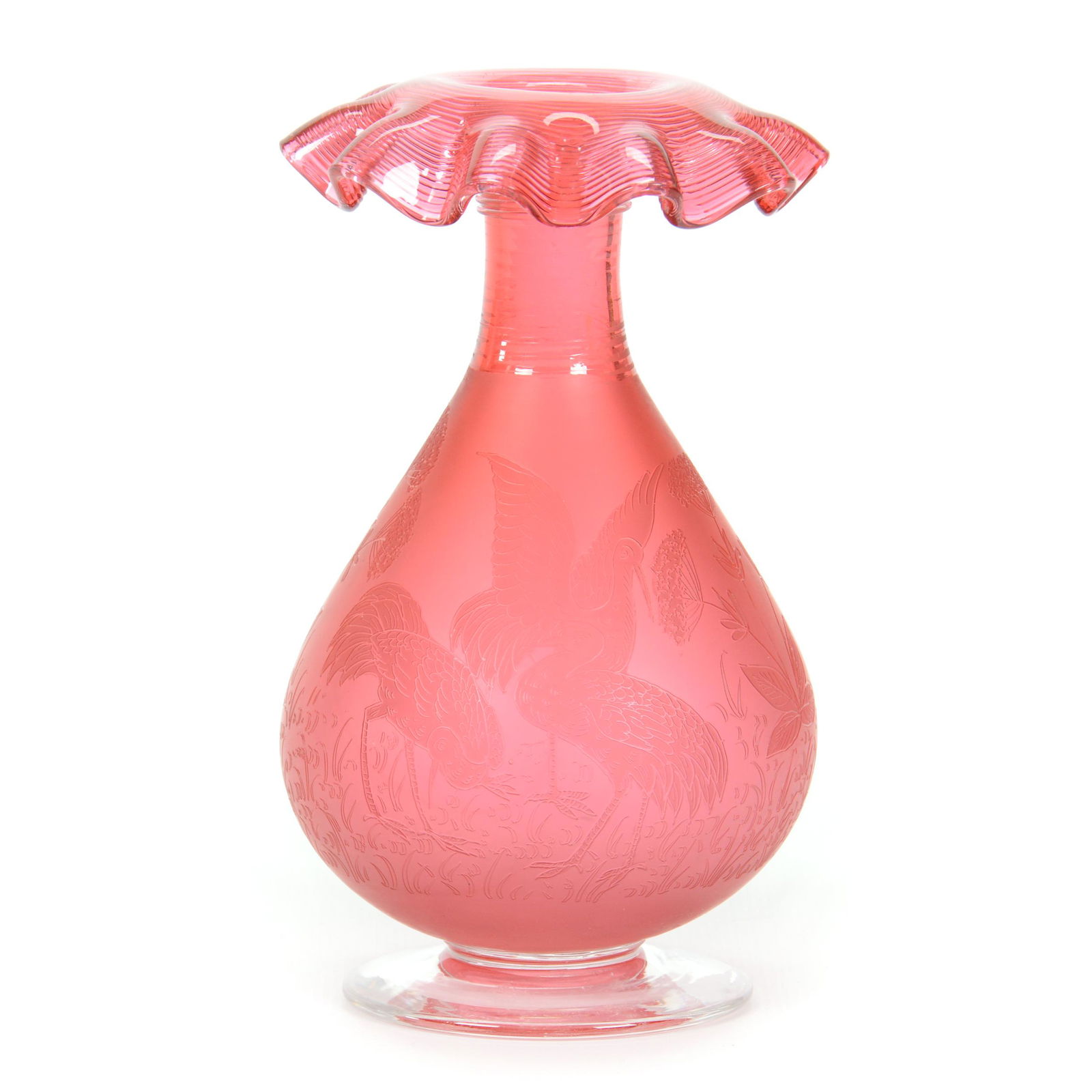 Pedestal Vase, Cranberry Art Glass (1 of 3)