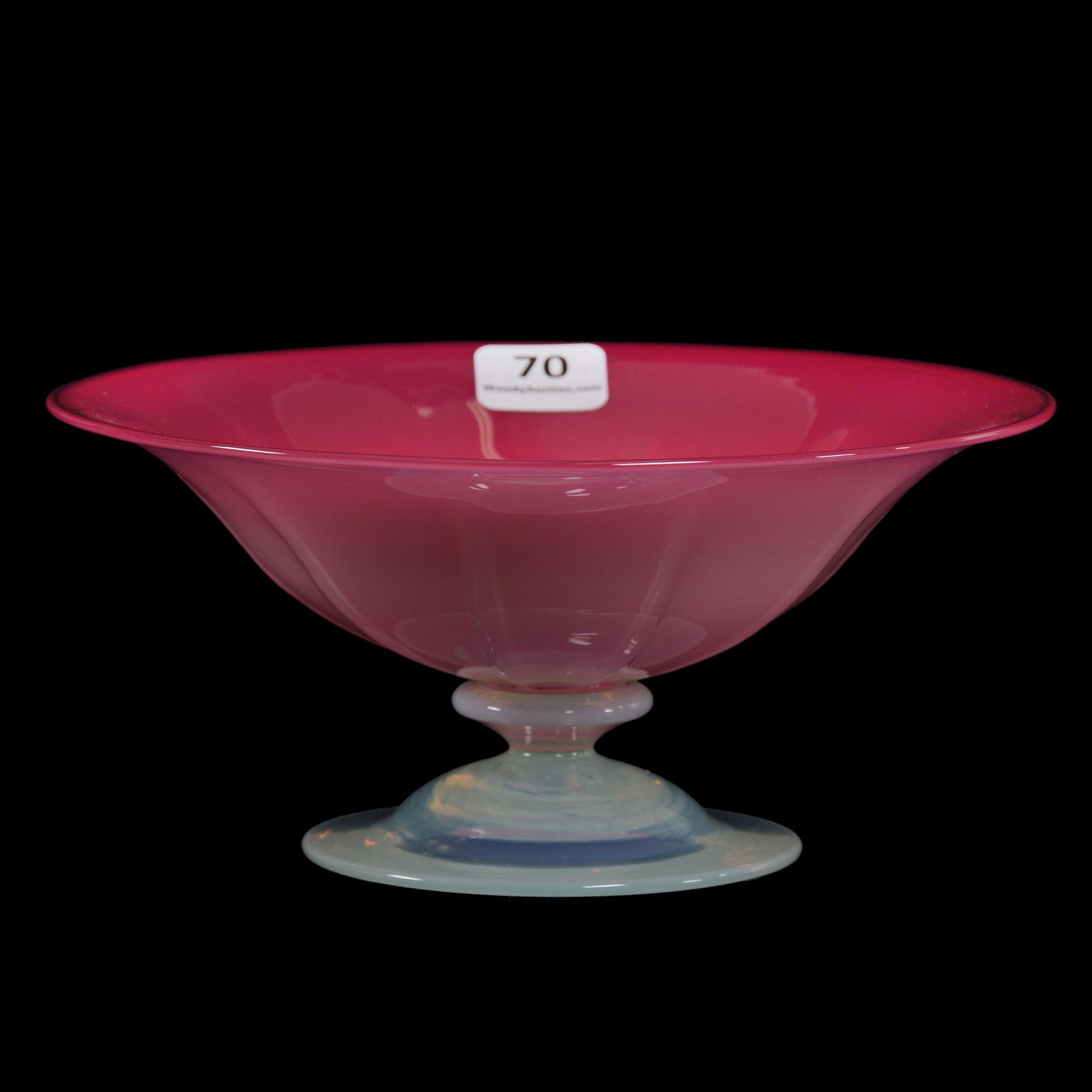 Compote, Unmarked Tiffany Pastel Pink Art Glass (1 of 3)