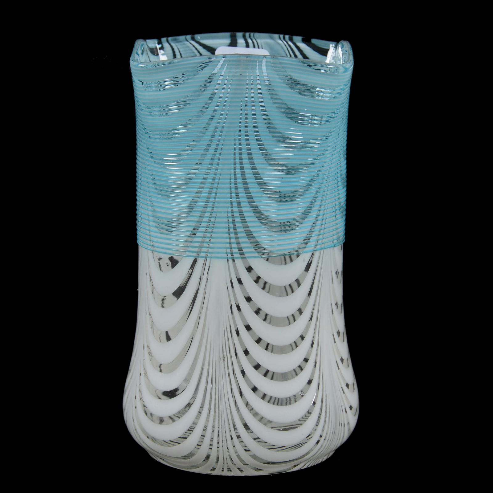 Celery Vase, Clear & White Opal Pullup Art Glass (1 of 3)