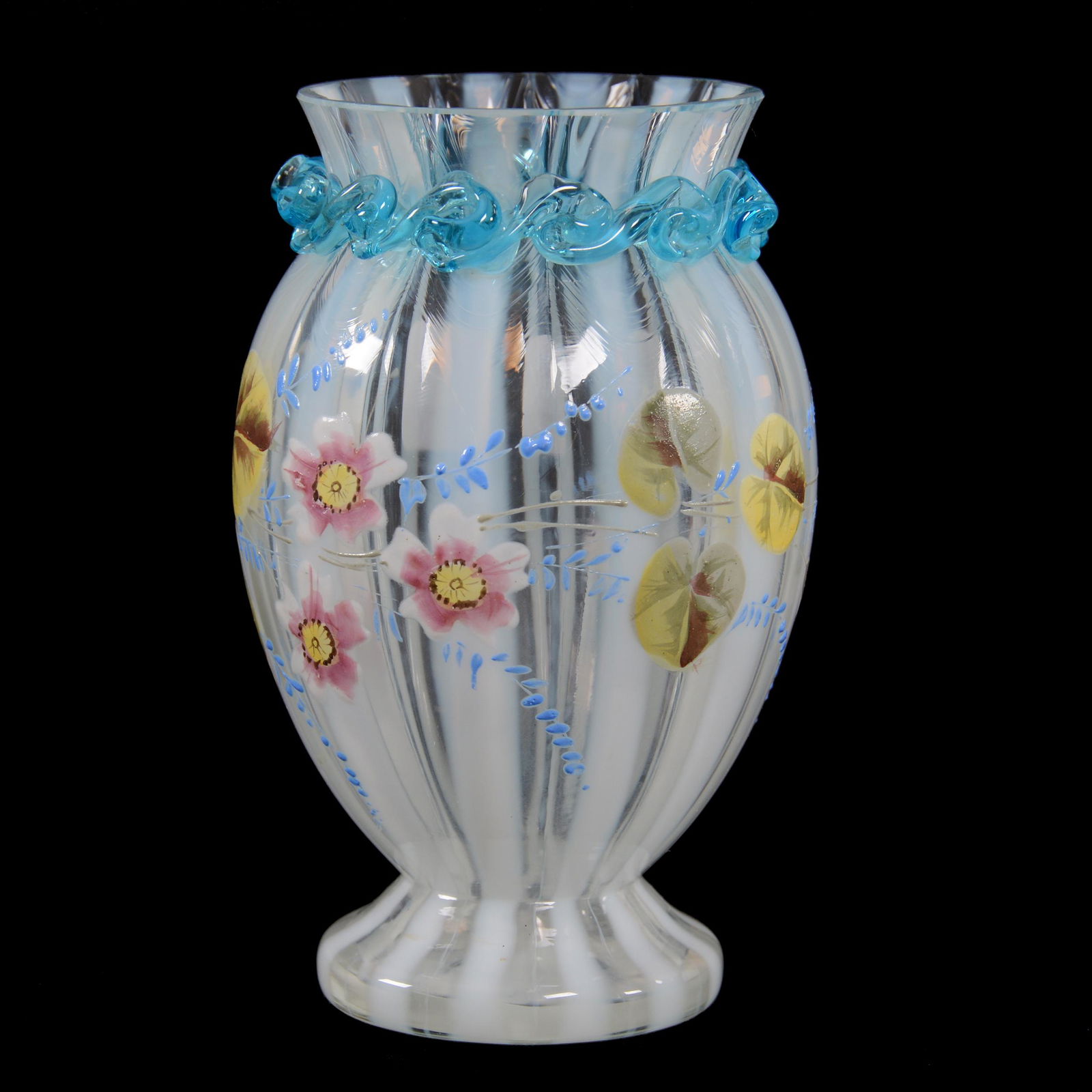 Vase, Clear Opalescent Striped Art Glass (1 of 3)