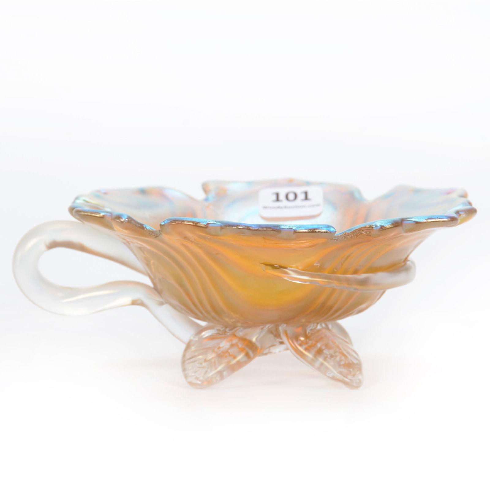 Handled Nappy, Unmarked Loetz Art Glass (1 of 3)