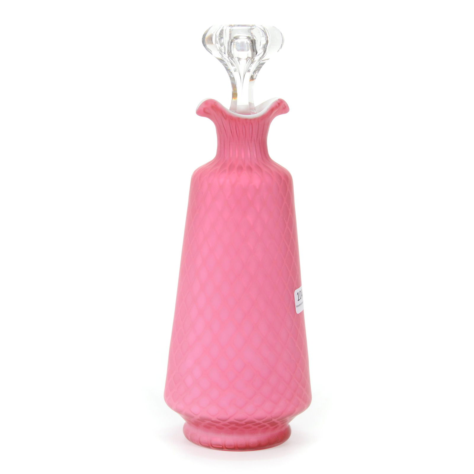 Decanter, Pink Satin Diamond Quilted MOP Art Glass (1 of 3)