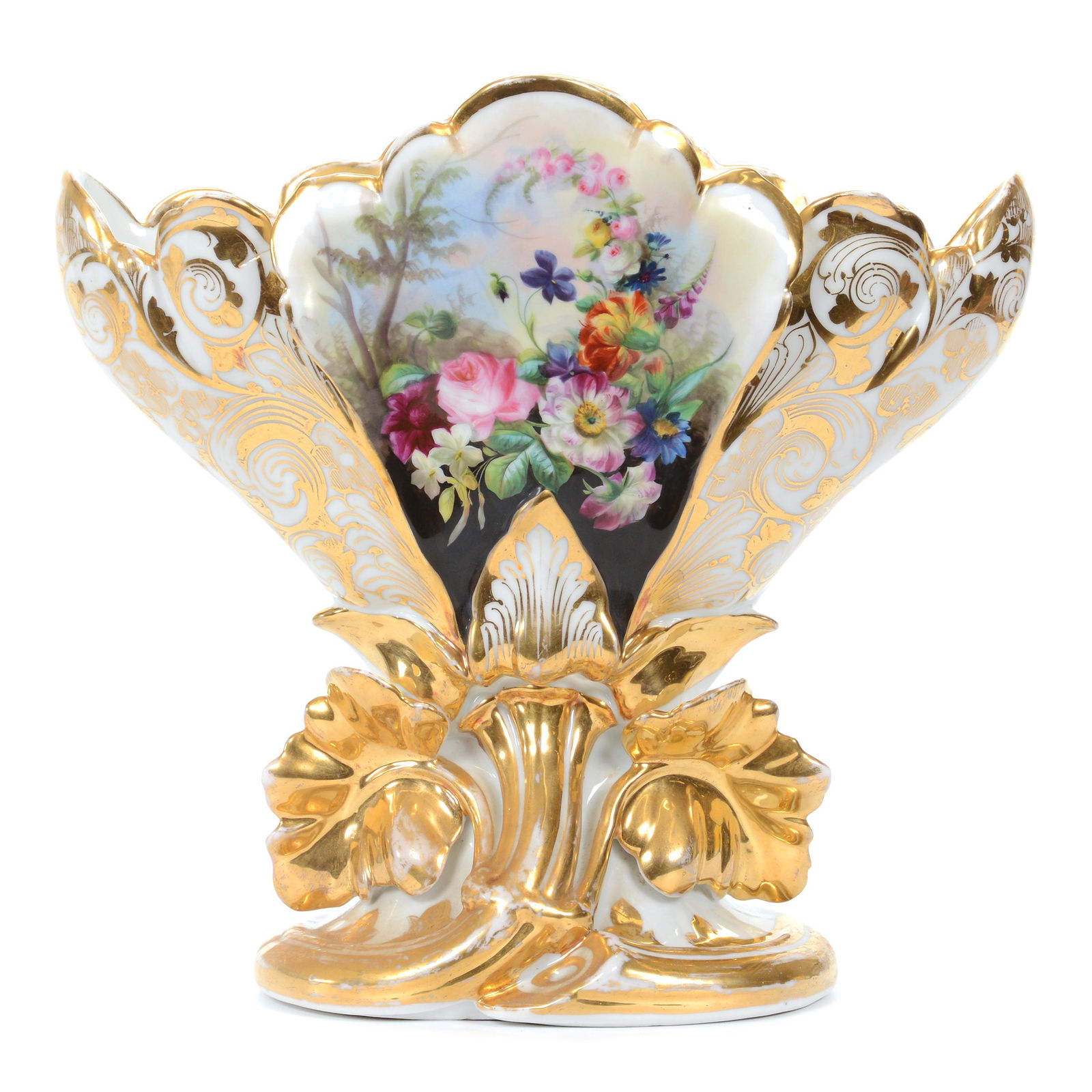 Vase, Unmarked Old Paris Porcelain (1 of 3)