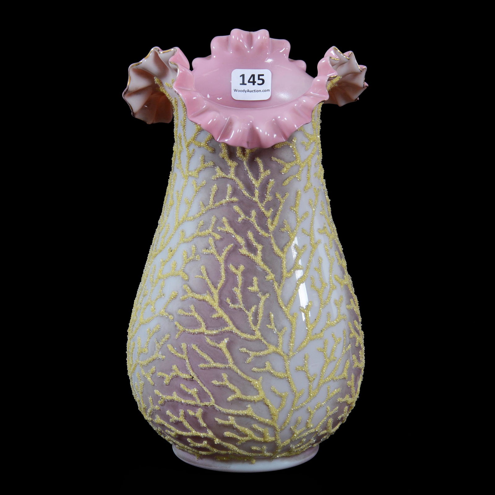 Vase, Pink & White Bristol Art Glass (1 of 3)
