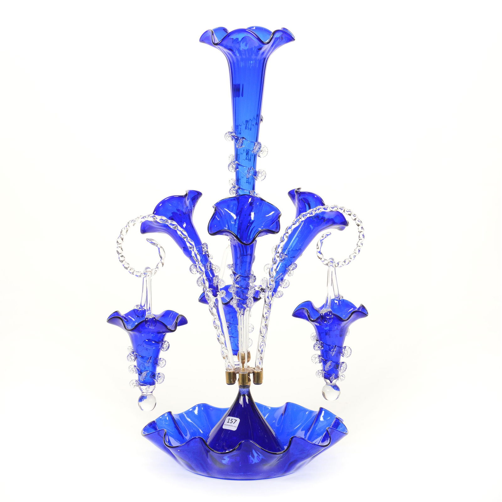 Epergne Centerpiece, Cobalt Blue Art Glass (1 of 2)