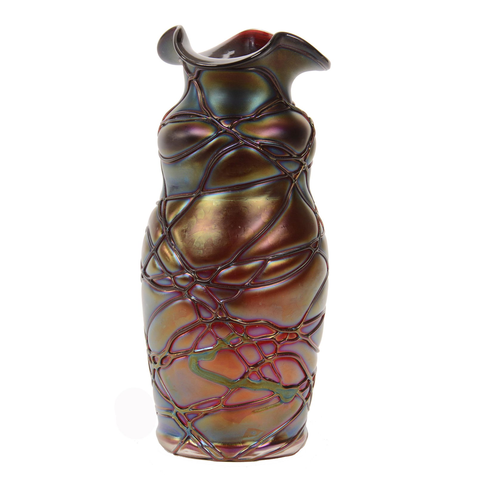 Vase, Unmarked Kralik Art Glass, Cardiac Pattern (1 of 3)