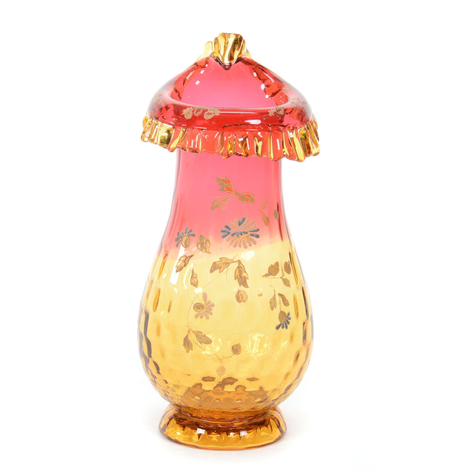 Vase, Jack In Pulpit Amberina Art Glass, Decorated (1 of 3)