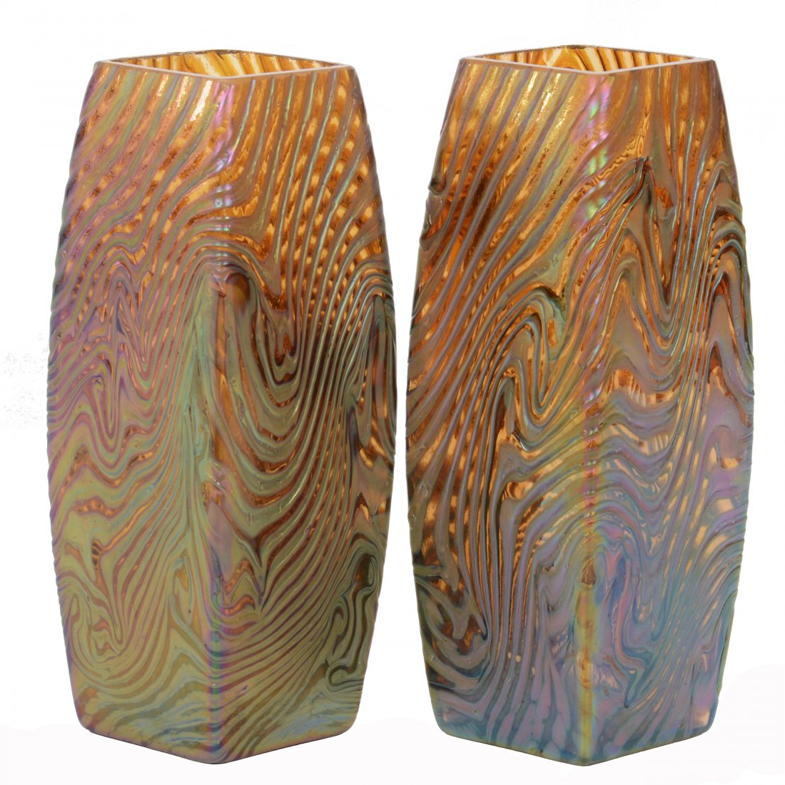 Vase, Square, Unmarked Heckert Art Glass (1 of 4)