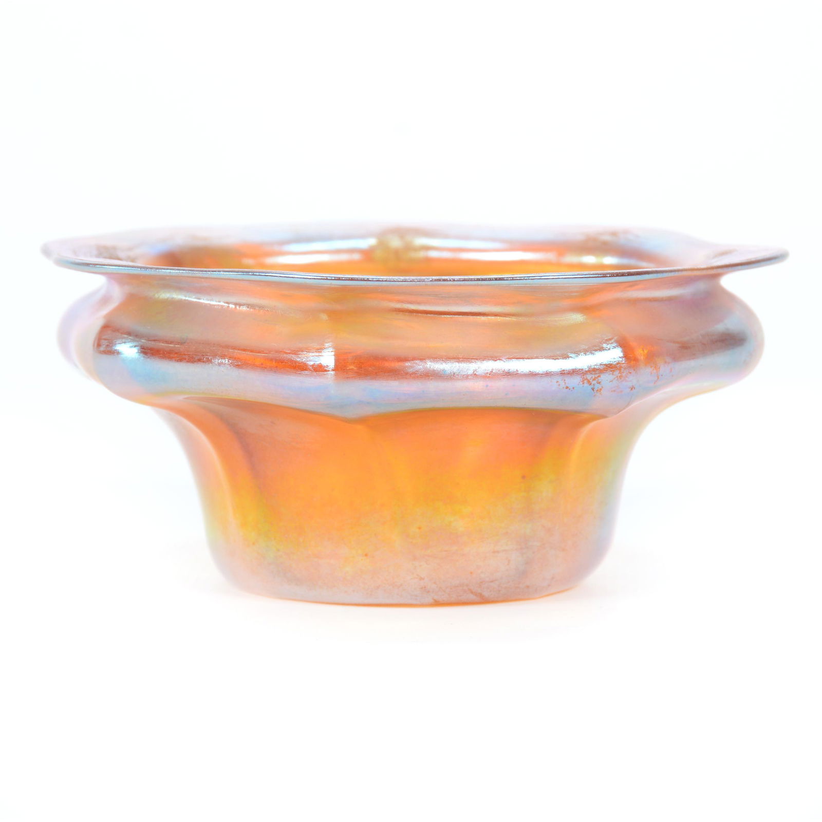 Bowl Signed LCT Art Glass, Gold Iridescent (1 of 3)