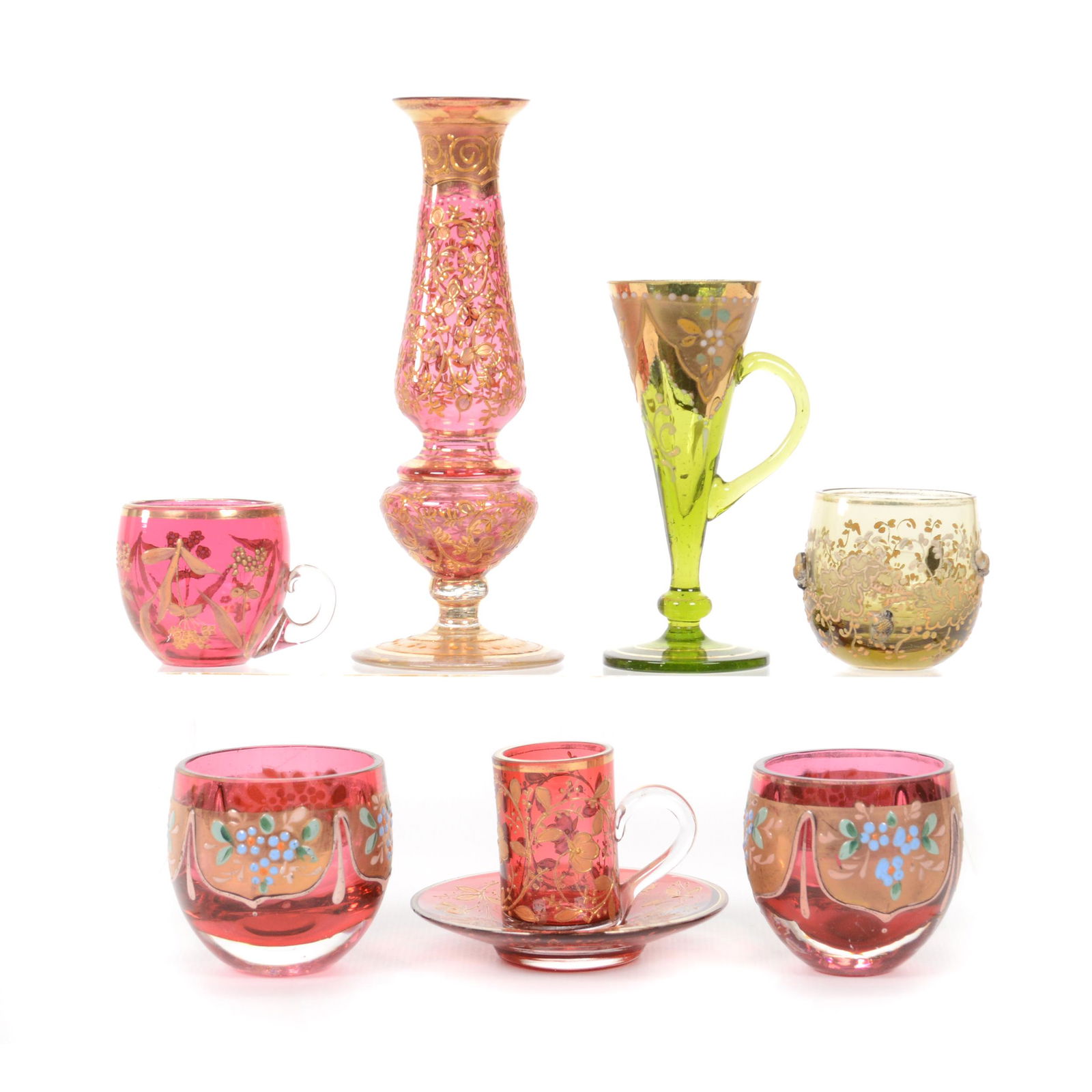 (7) Assorted Moser Style Art Glass Items (1 of 3)