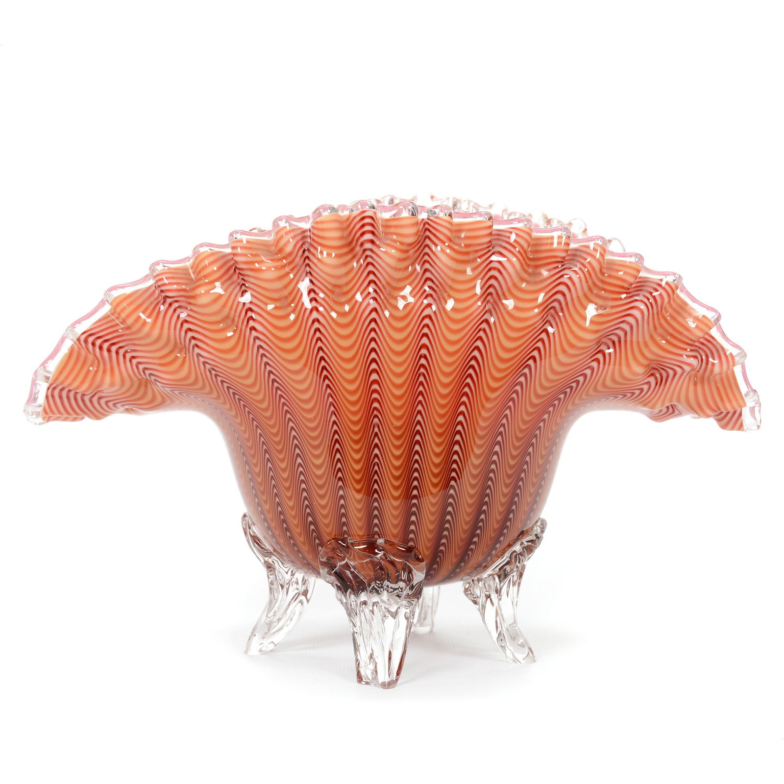 Fan Vase, Cased Northwood Pull-Up Art Glass (1 of 4)