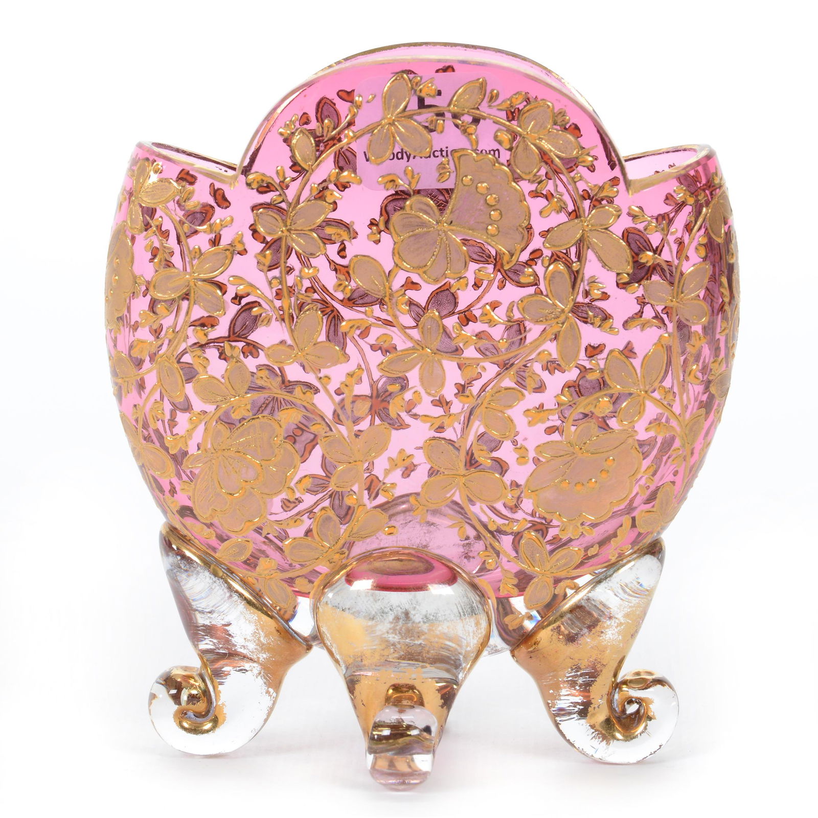 Footed Vase, Unmarked Moser Art Glass (1 of 3)