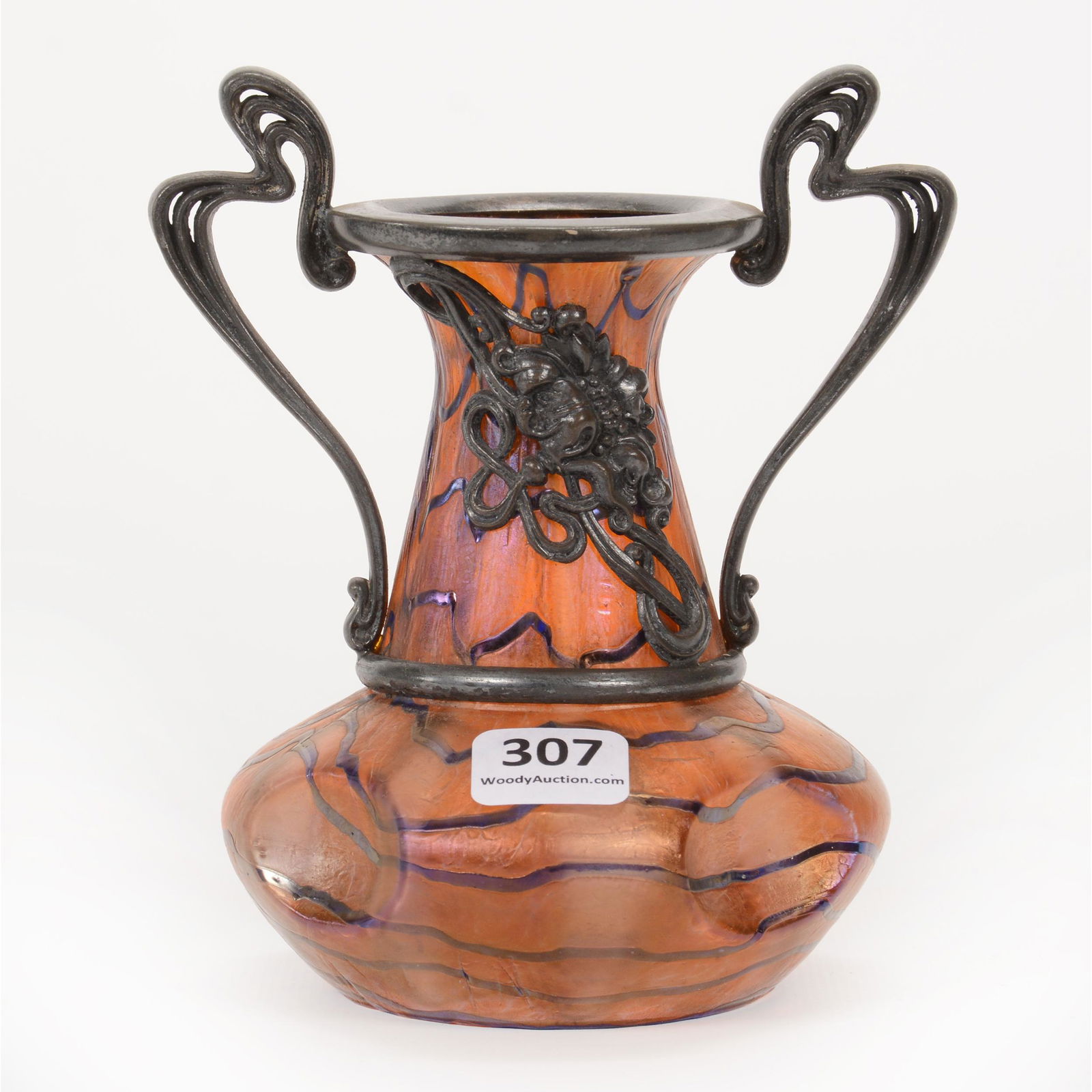 Vase, Blue Wave On Orange By Kralik Art Glass (1 of 3)