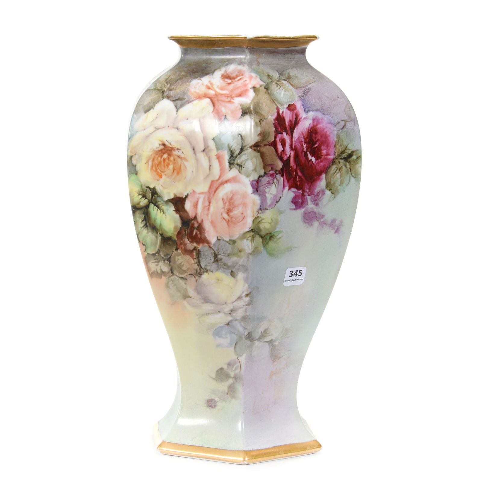 Vase Marked T&V Limoges, Six-Sided (1 of 3)