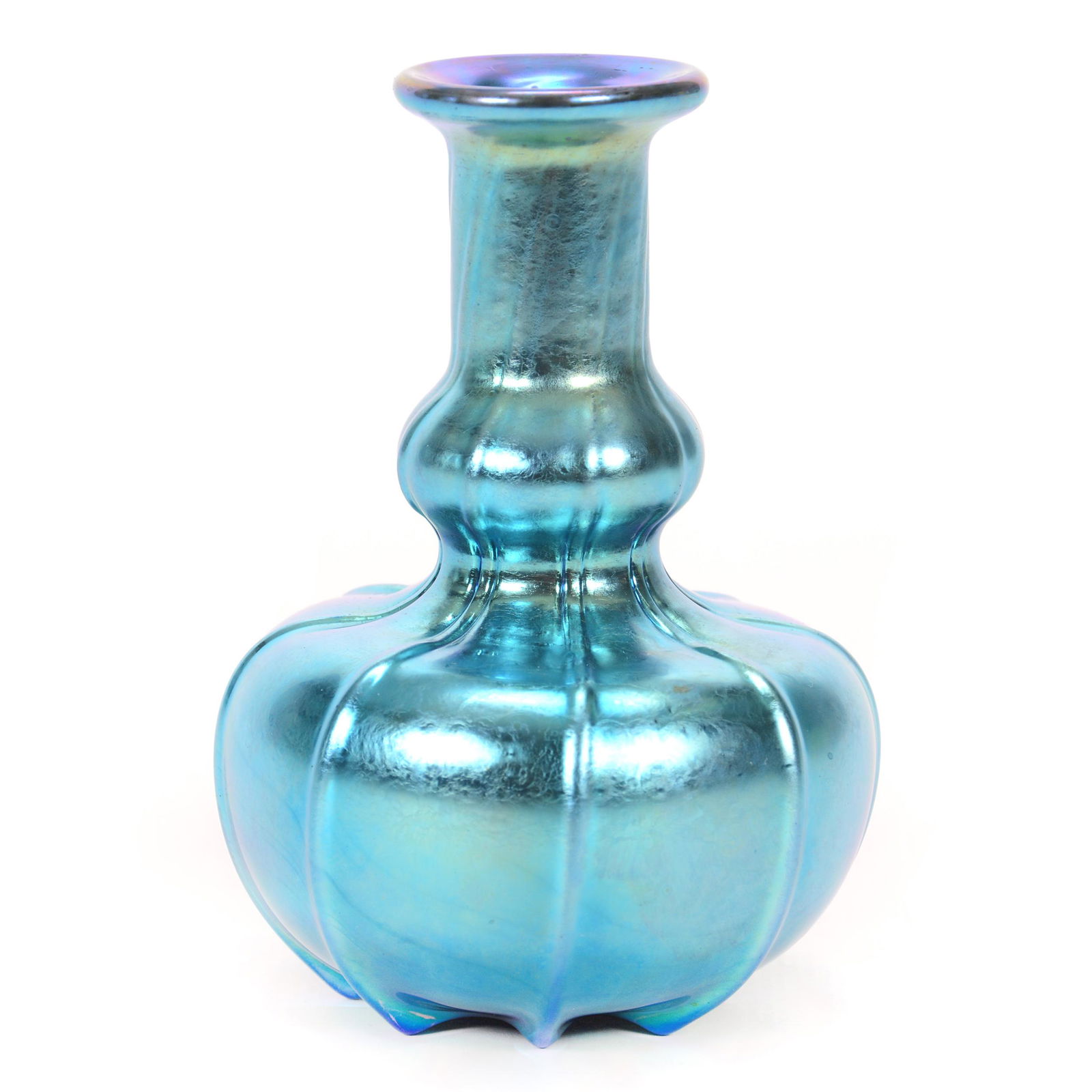 Vase, Unmarked Blue Aurene, Steuben Style (1 of 4)