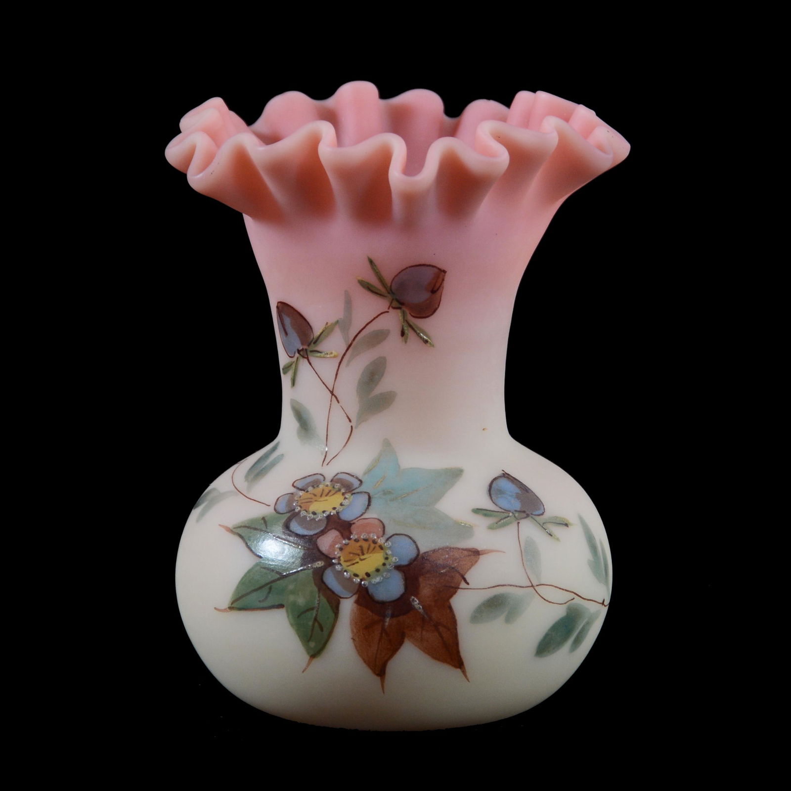 Vase, Decorated Burmese Art Glass (1 of 3)